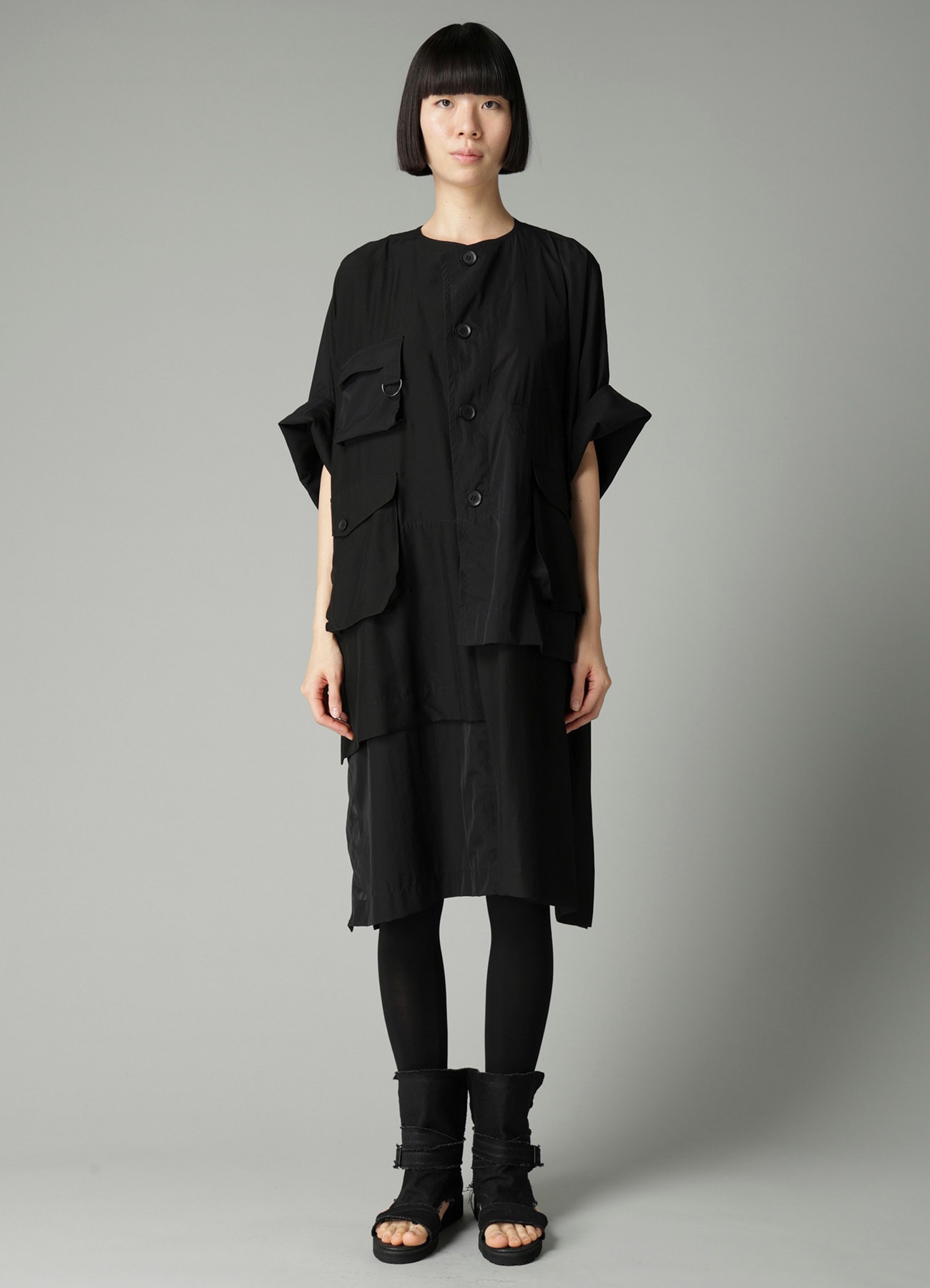 RECYCLE Ny PLAIN WEAVE OUT POCKET UNBALANCED COAT