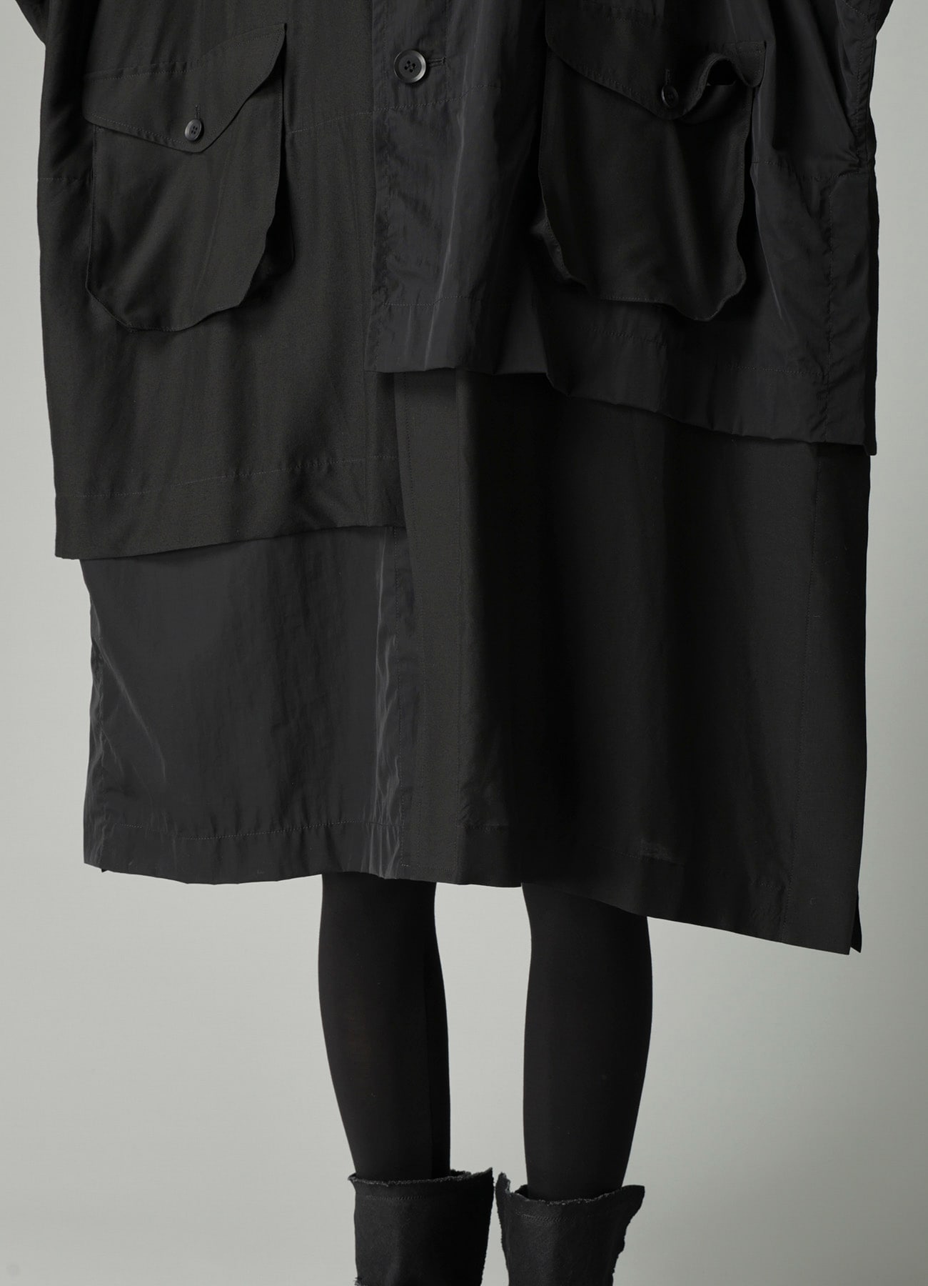 RECYCLE Ny PLAIN WEAVE OUT POCKET UNBALANCED COAT