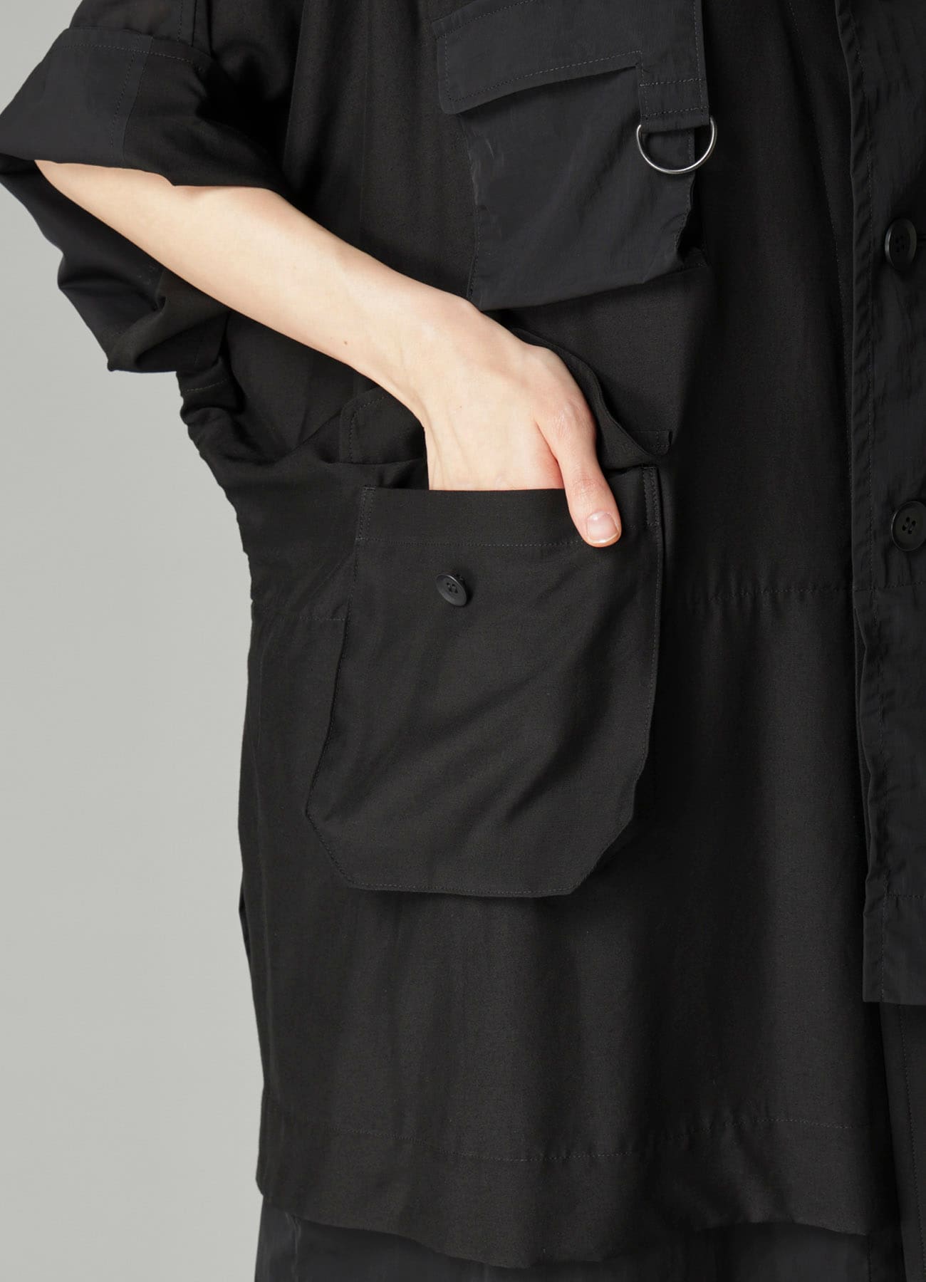 RECYCLE Ny PLAIN WEAVE OUT POCKET UNBALANCED COAT