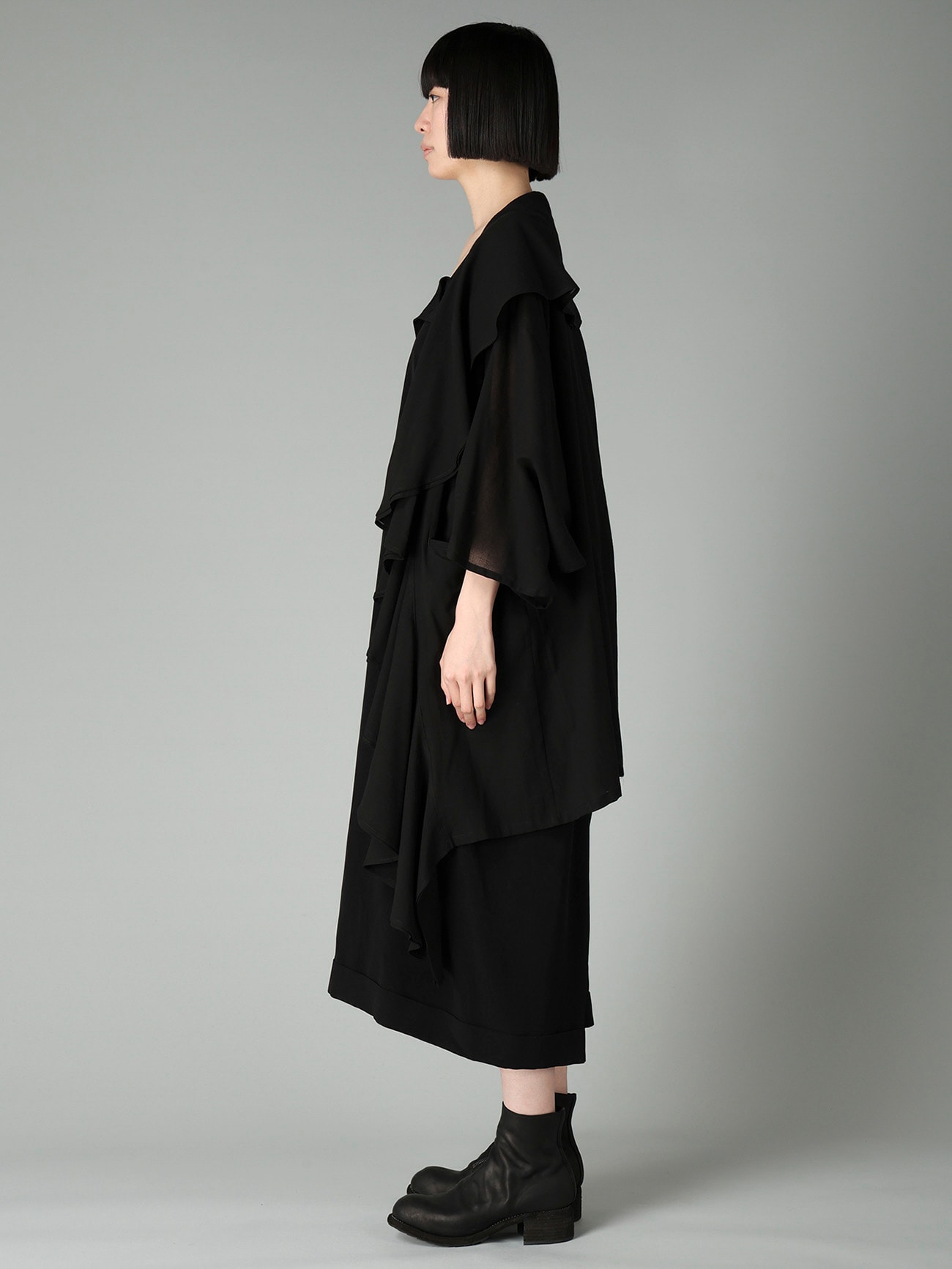 COTTON CHIFFON FLARED COAT