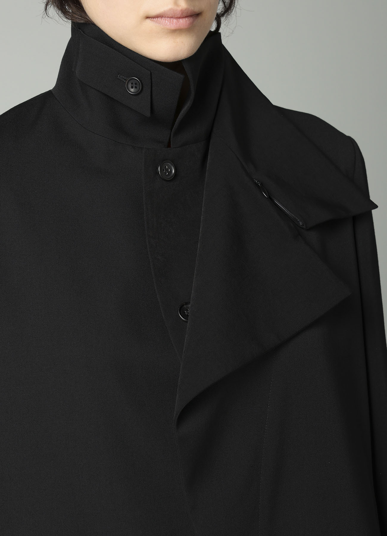 GABARDINE R DOUBLE LAYERED LONG COAT