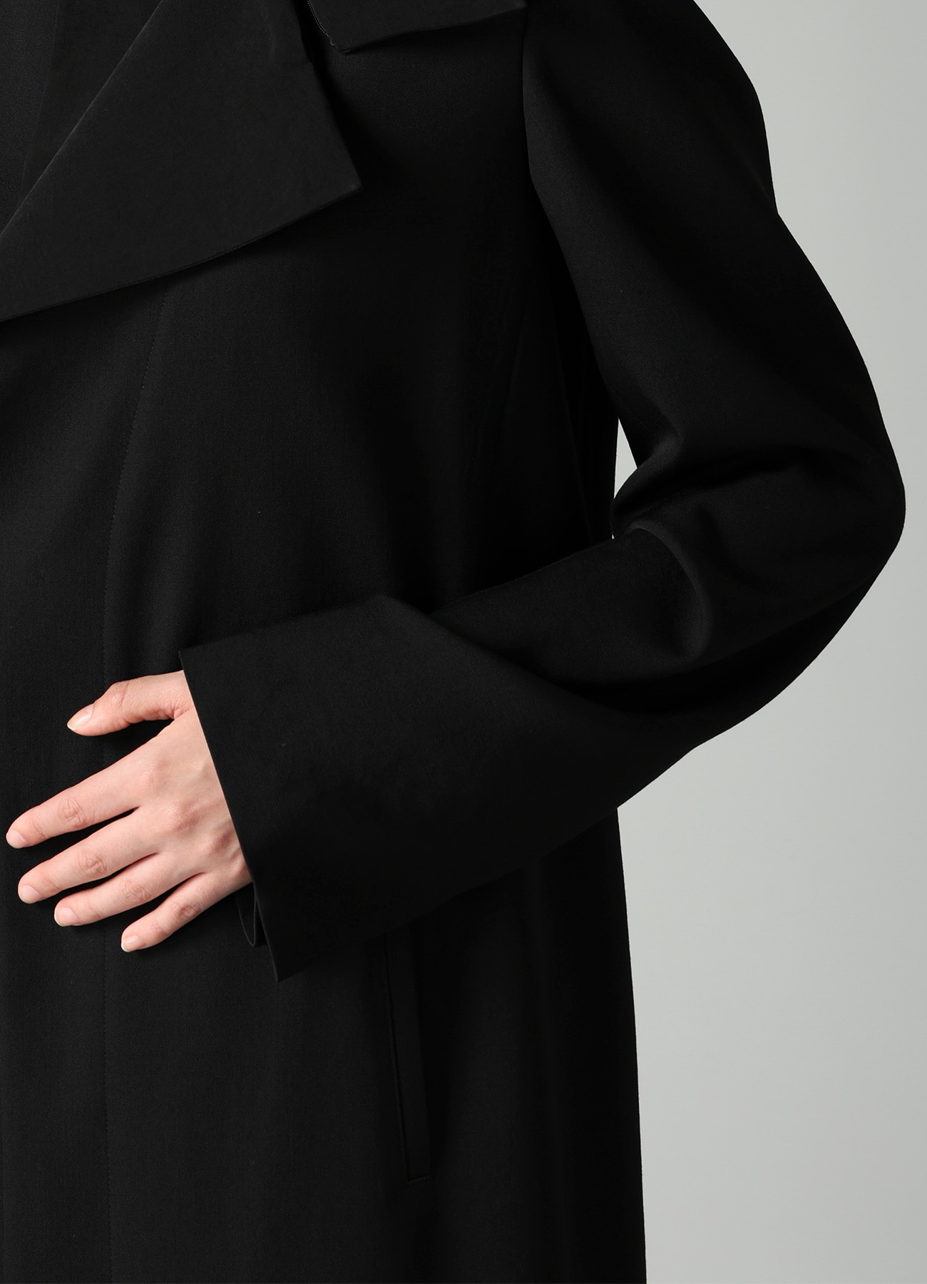 GABARDINE R DOUBLE LAYERED LONG COAT