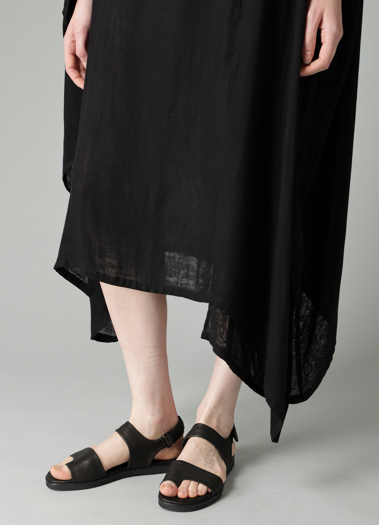 Ry DOUBLE LAYER GAUZE STAND COLLAR ASYMMETRIC DRESS