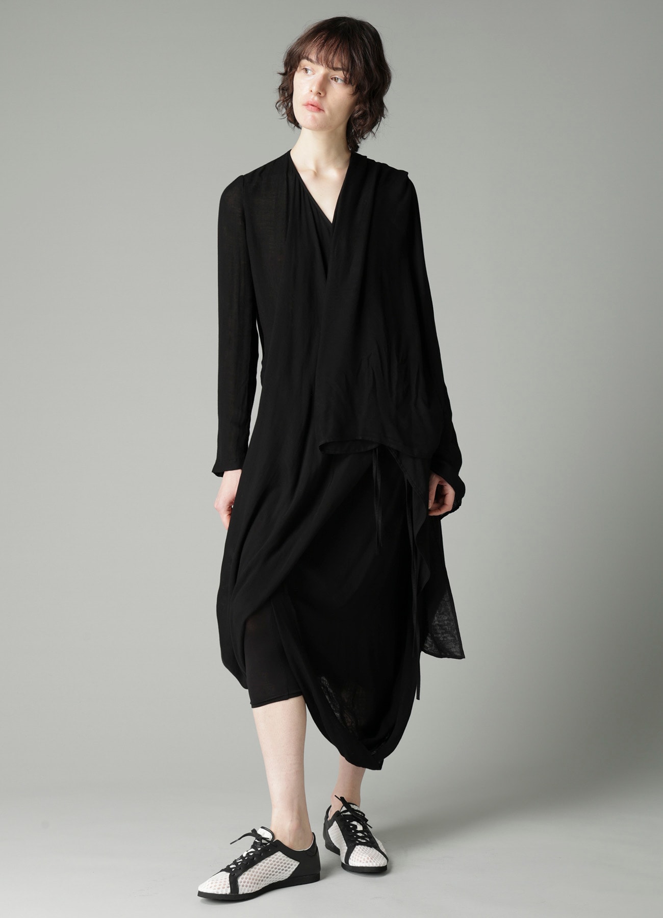 Ry DOUBLE LAYER GAUZE L DRAPED DRESS