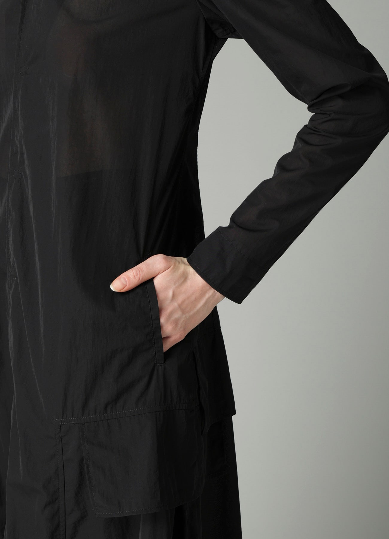 RECYCLE Ny PLAIN WEAVE NOTCHED SHIRT COLLAR DRESS