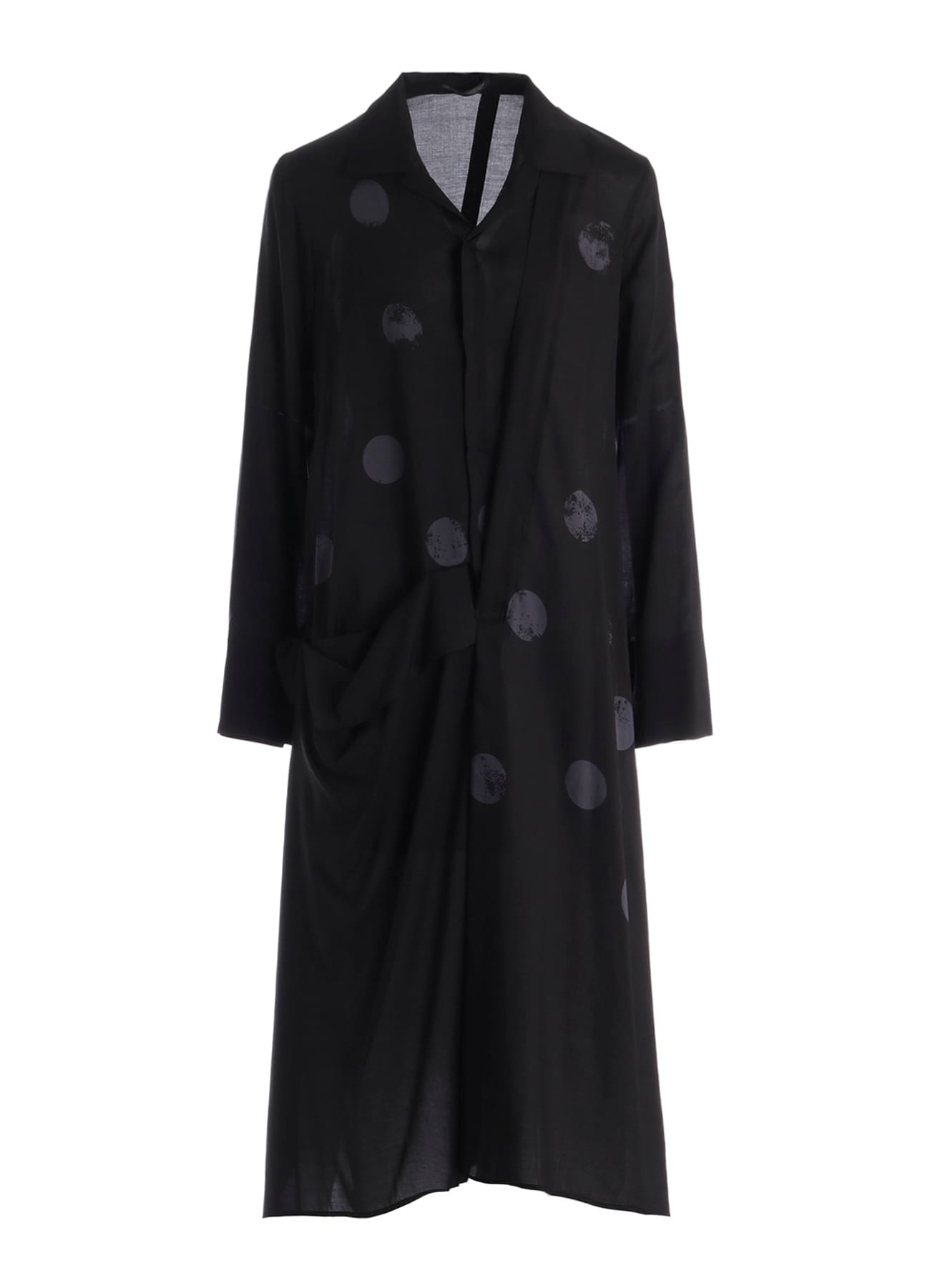 DAMAGED DOT L R DRAPE DETAIL SHIRT DRESS