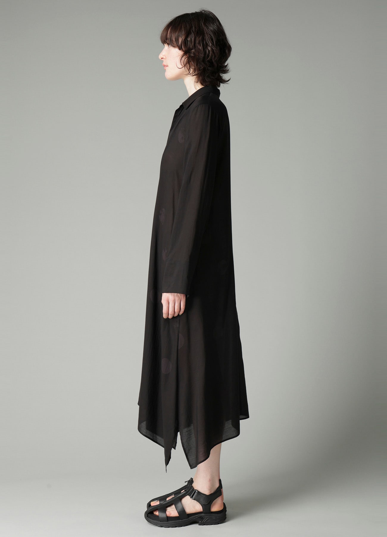 DAMAGED DOT L R DRAPE DETAIL SHIRT DRESS