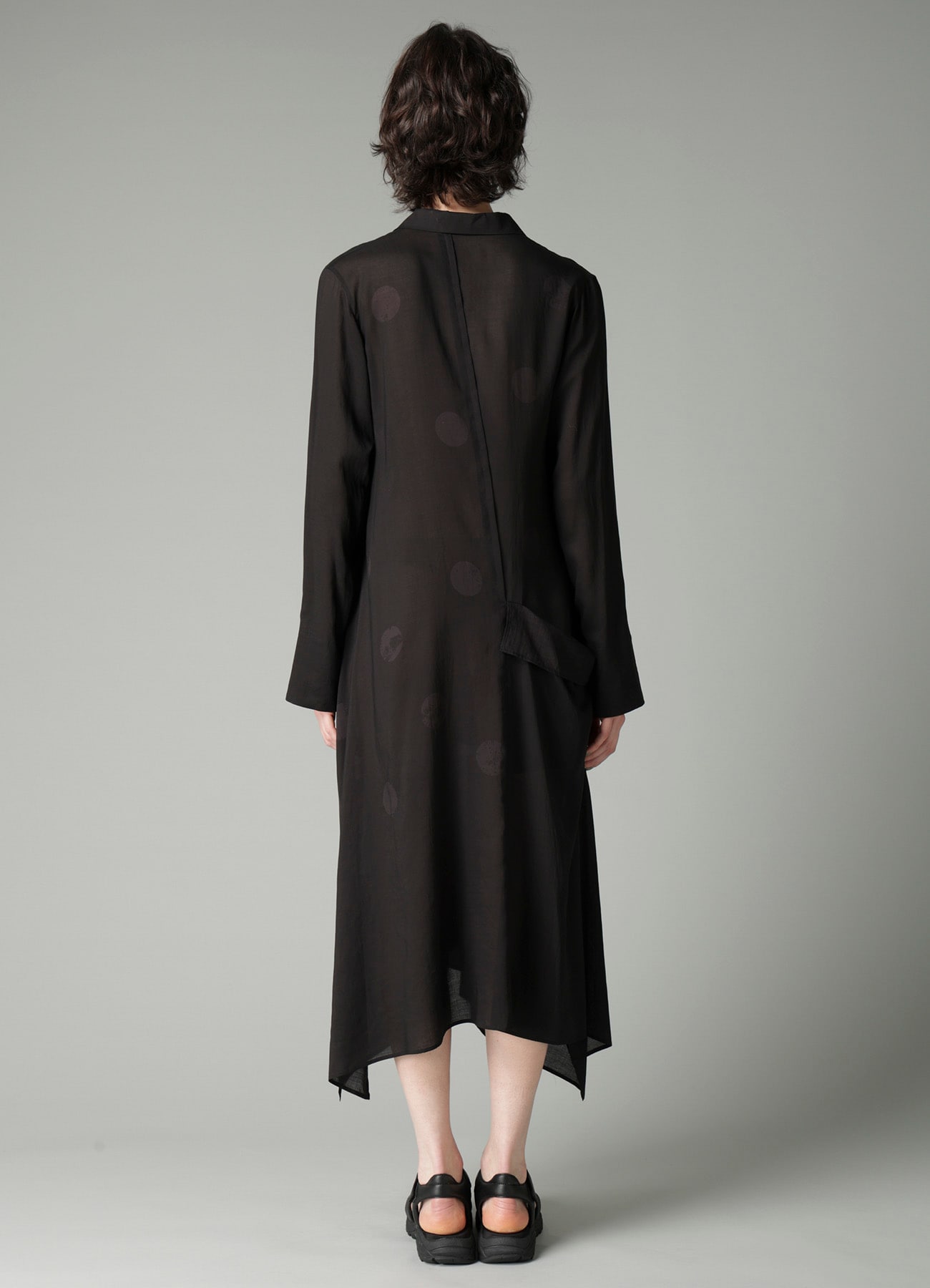 DAMAGED DOT L R DRAPE DETAIL SHIRT DRESS