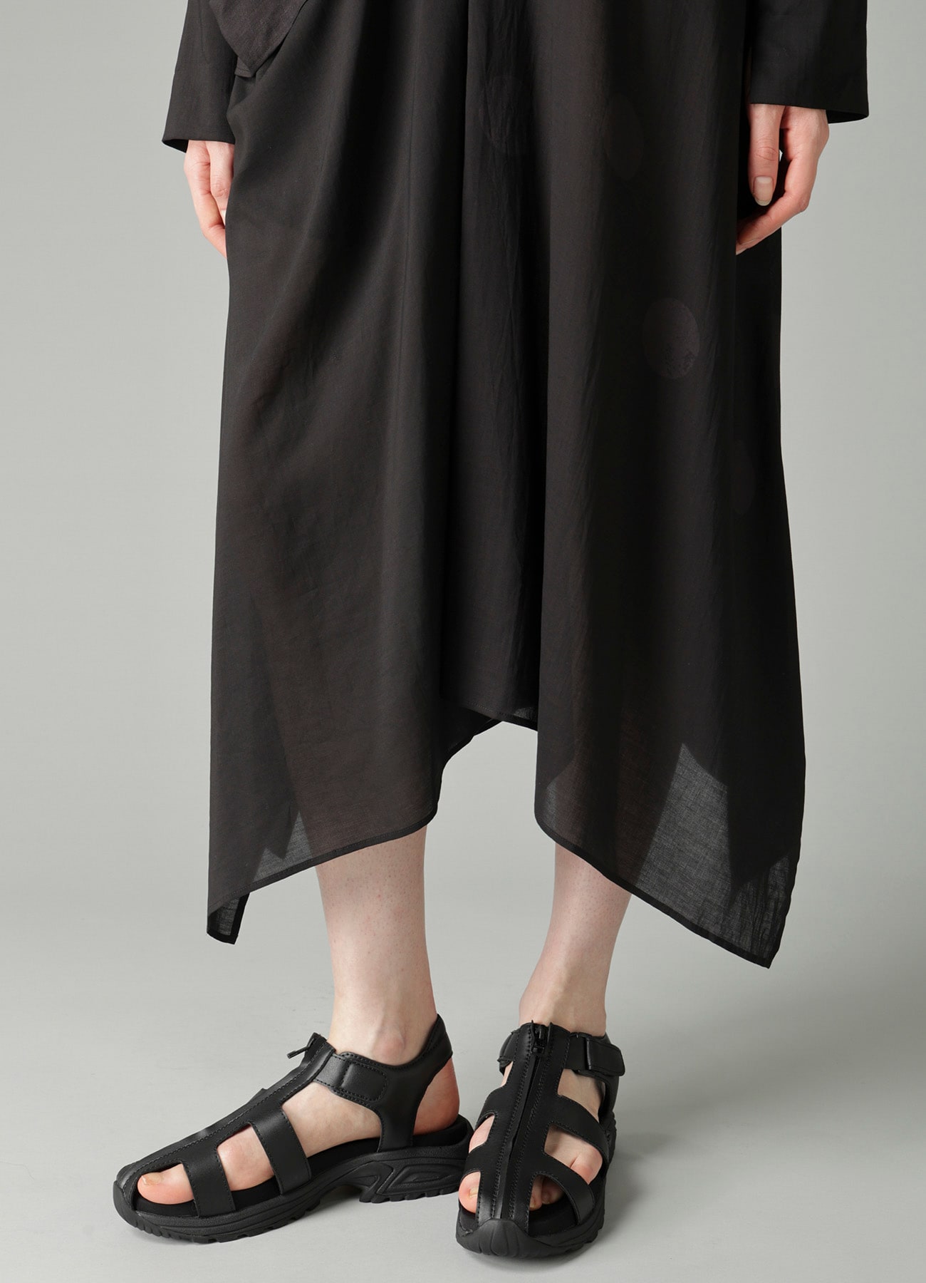 DAMAGED DOT L R DRAPE DETAIL SHIRT DRESS