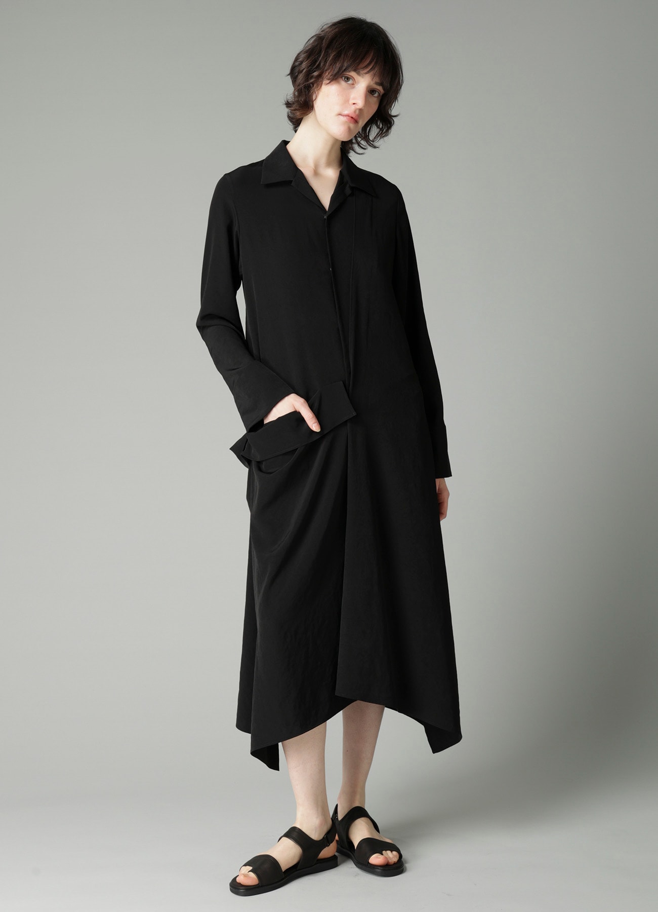 Ta/Pe CREPE DE CHINE R DRAPE DETAIL SHIRT DRESS