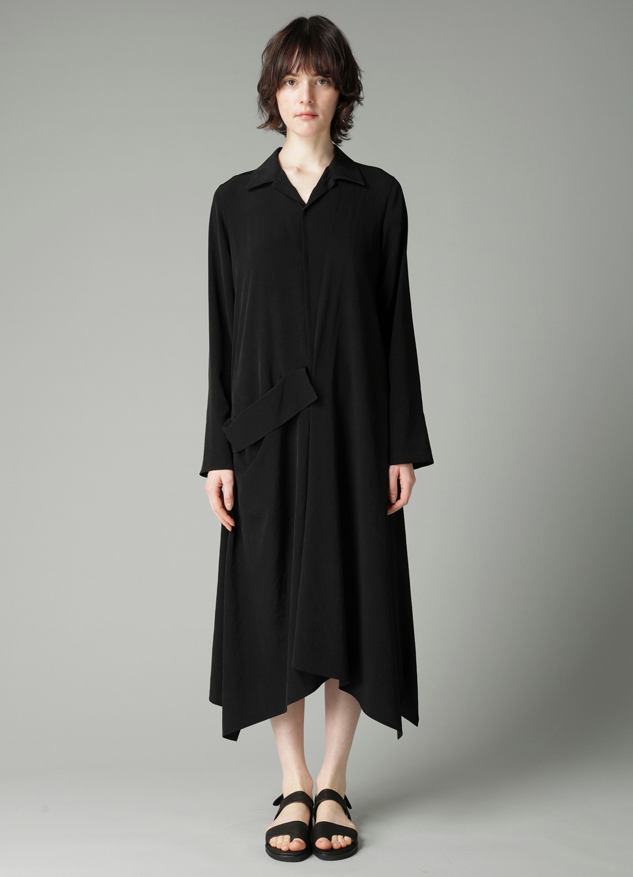 Ta/Pe CREPE DE CHINE R DRAPE DETAIL SHIRT DRESS