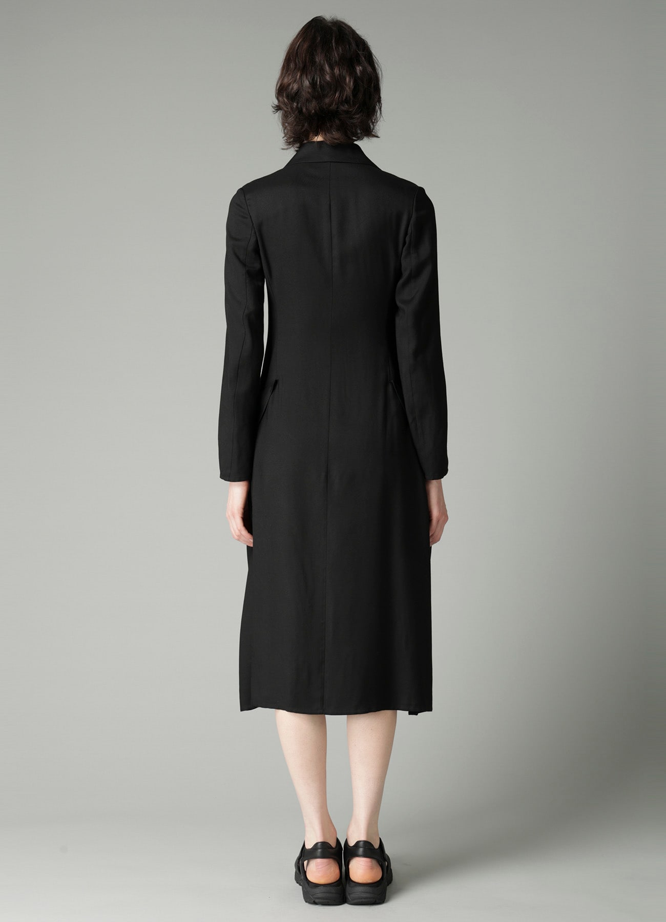 VISCOSE TWILL SIDE GATHER DETAIL ZIP DRESS