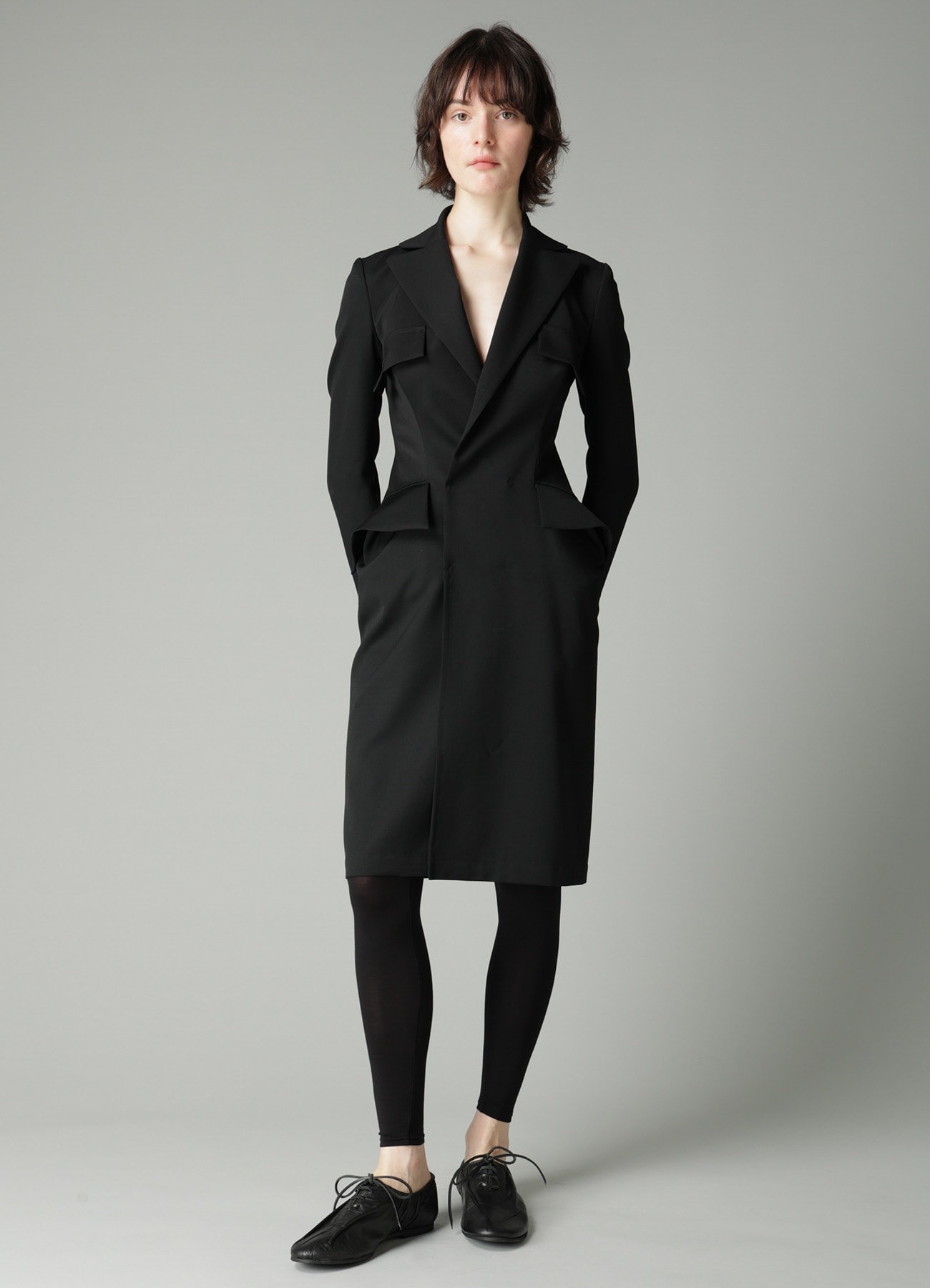 GABARDINE FLAP DETAIL SLIM DRESS
