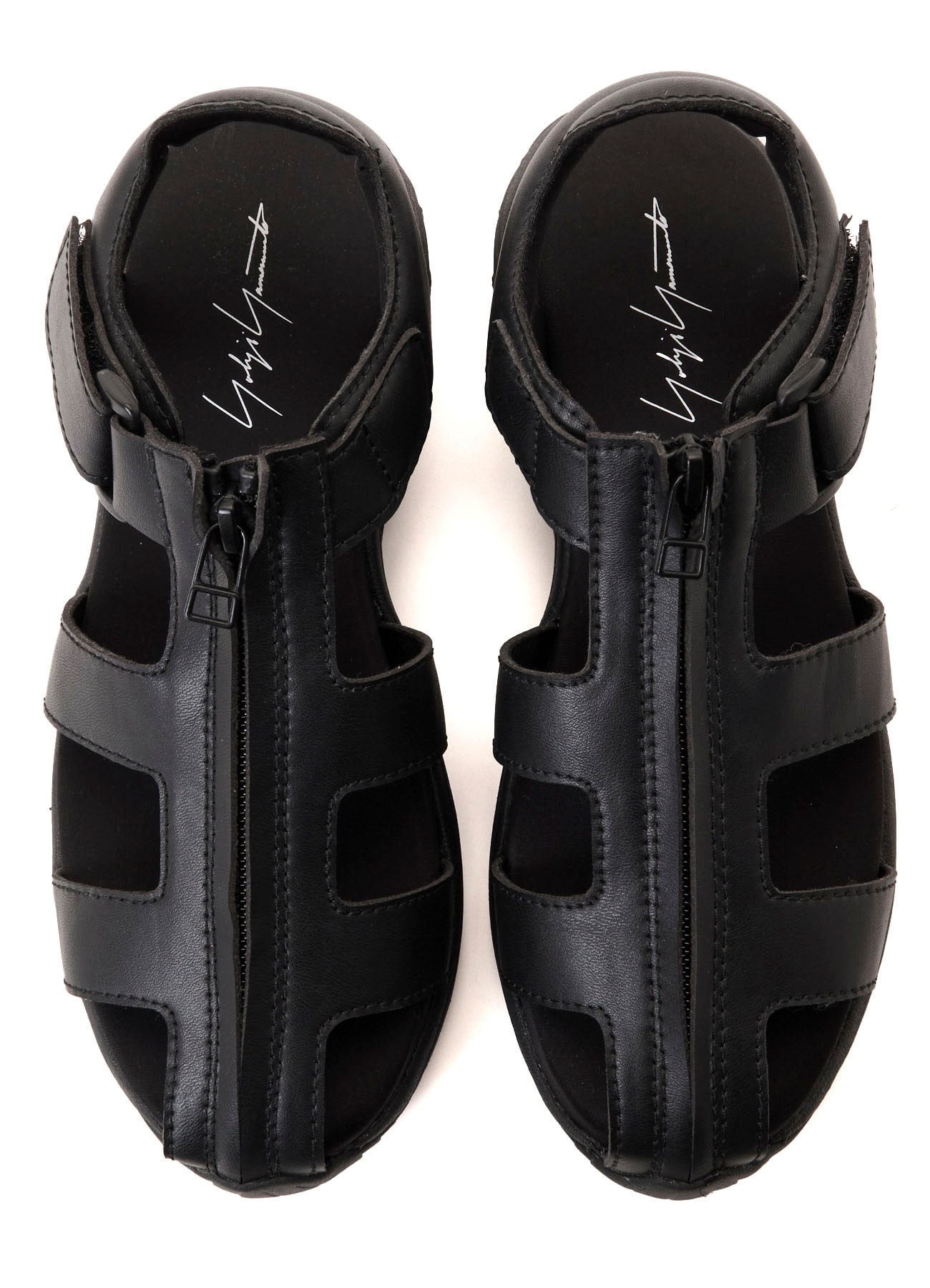Pu LEATHER FRONT ZIP SANDALS