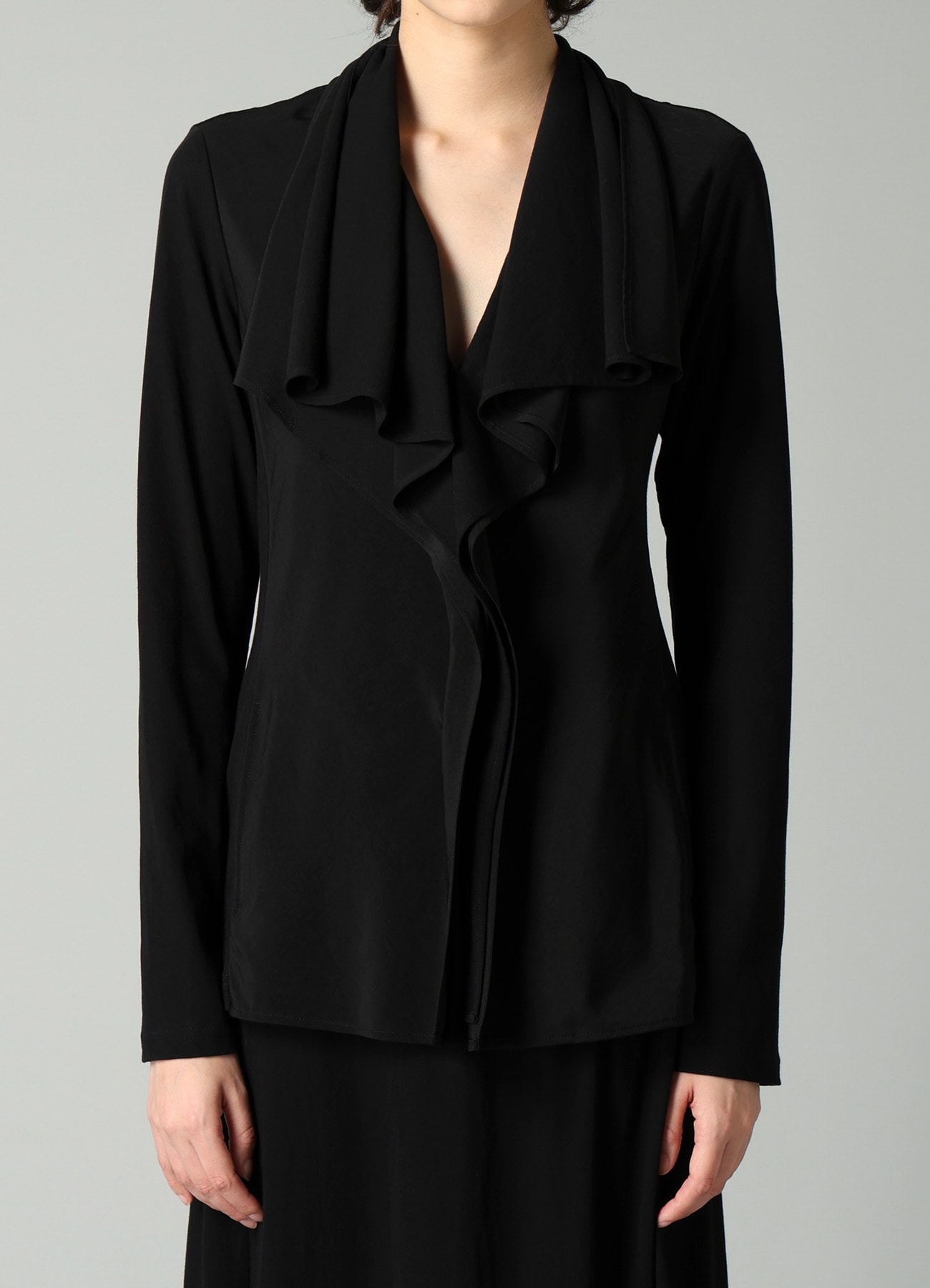 COTTON SINGLE JERSEY DRAPED JACKET