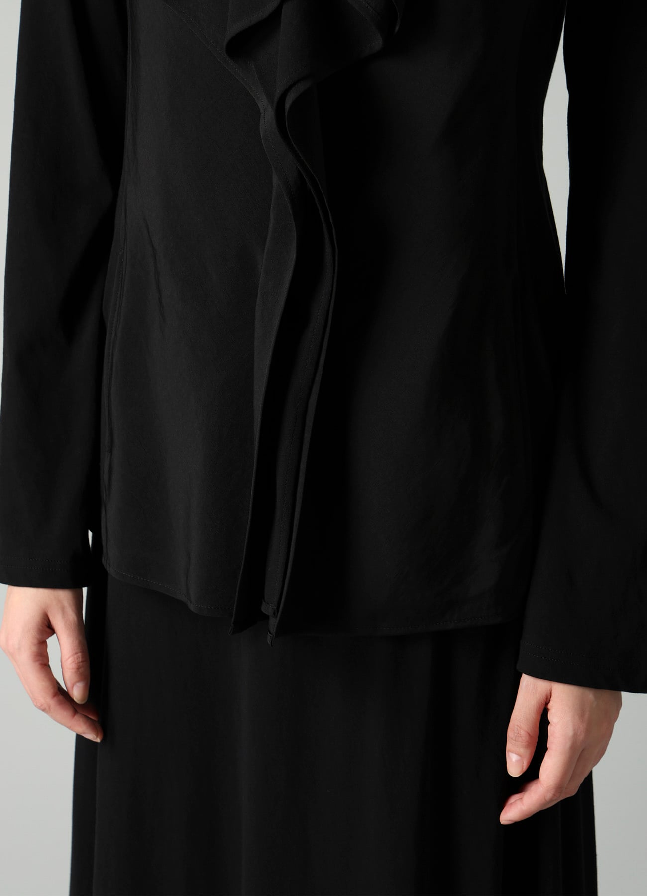 COTTON SINGLE JERSEY DRAPED JACKET