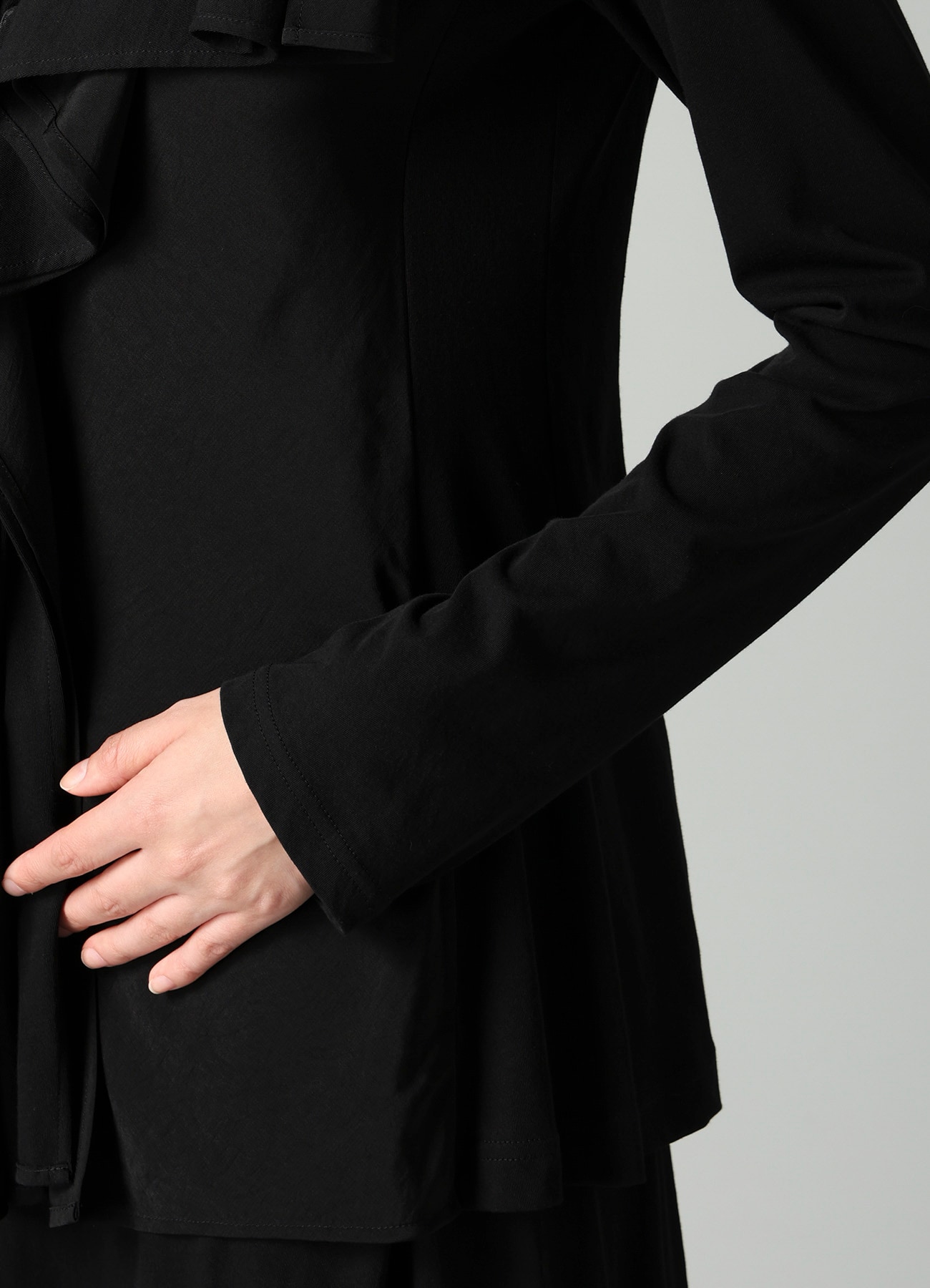 COTTON SINGLE JERSEY DRAPED JACKET