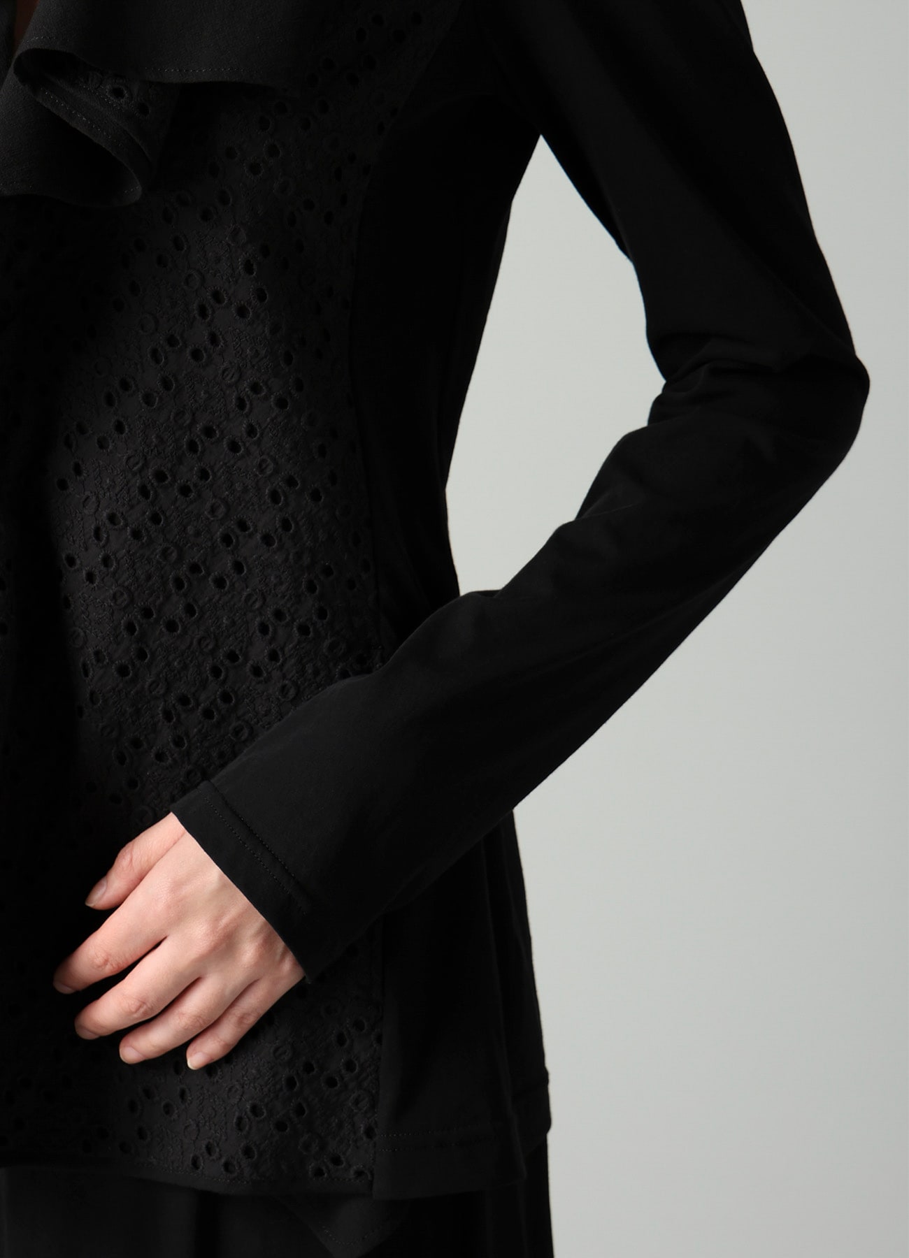 COTTON SINGLE JERSEY DRAPED JACKET