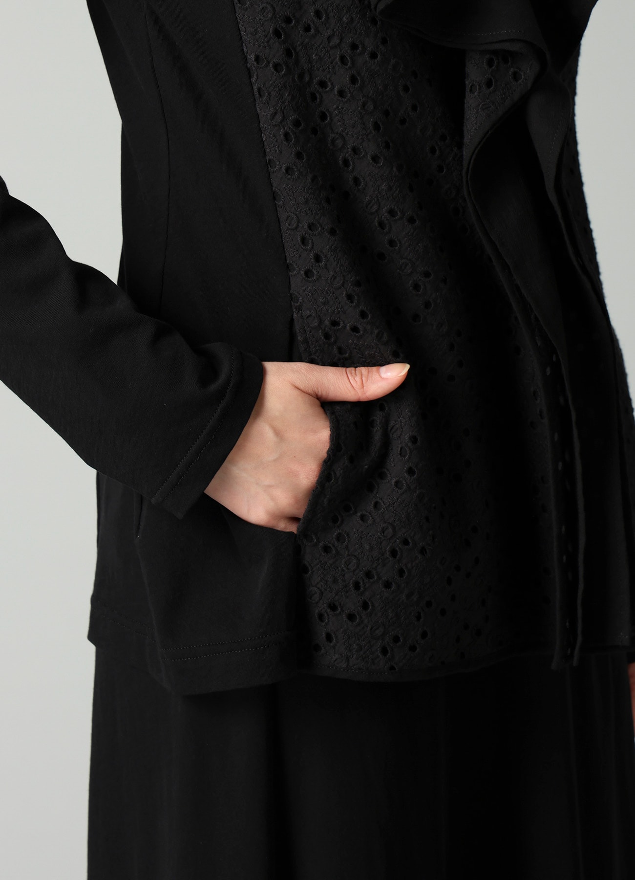 COTTON SINGLE JERSEY DRAPED JACKET