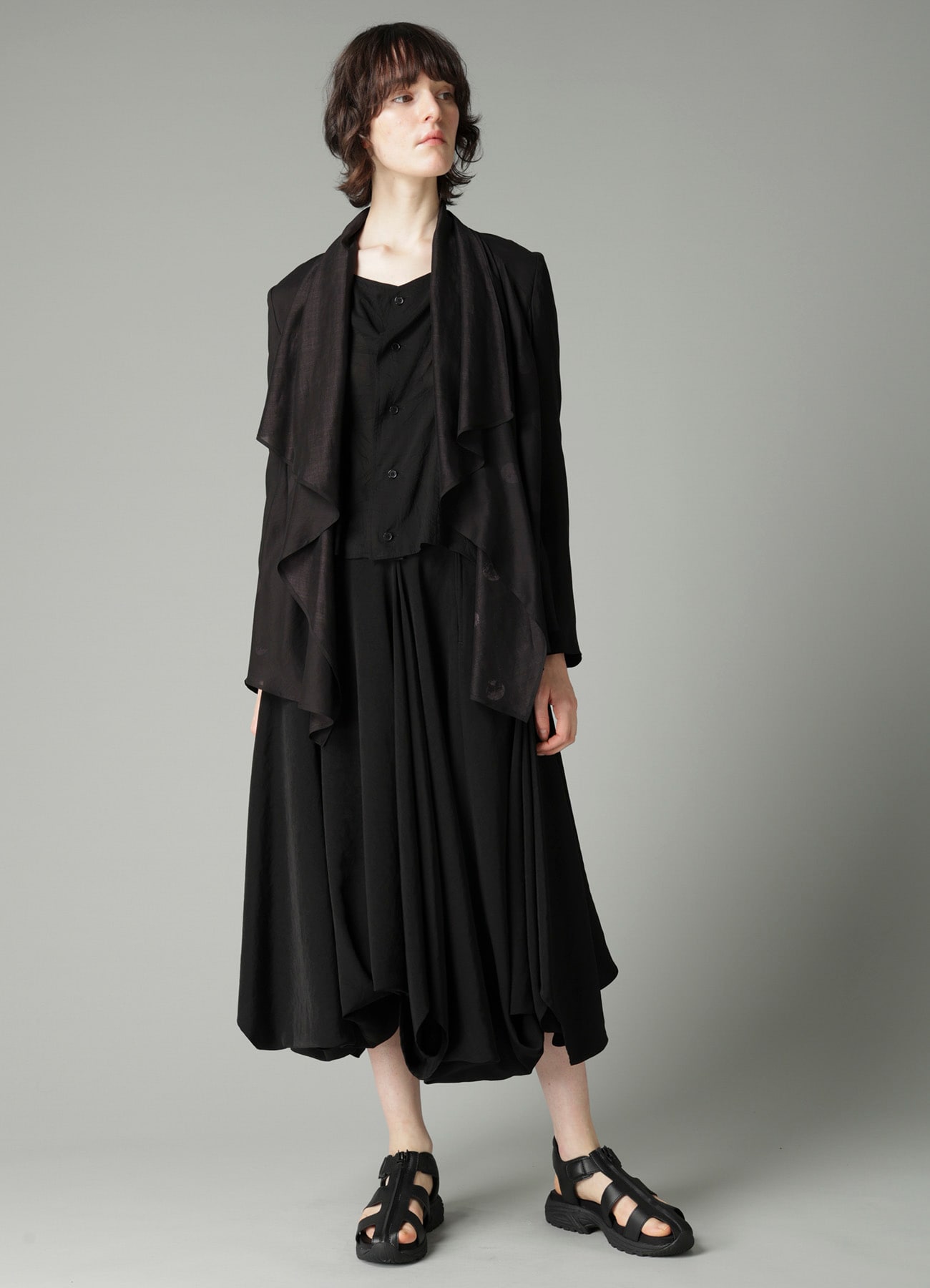 DAMAGED DOT S FRONT DRAPED DETAIL JACKET