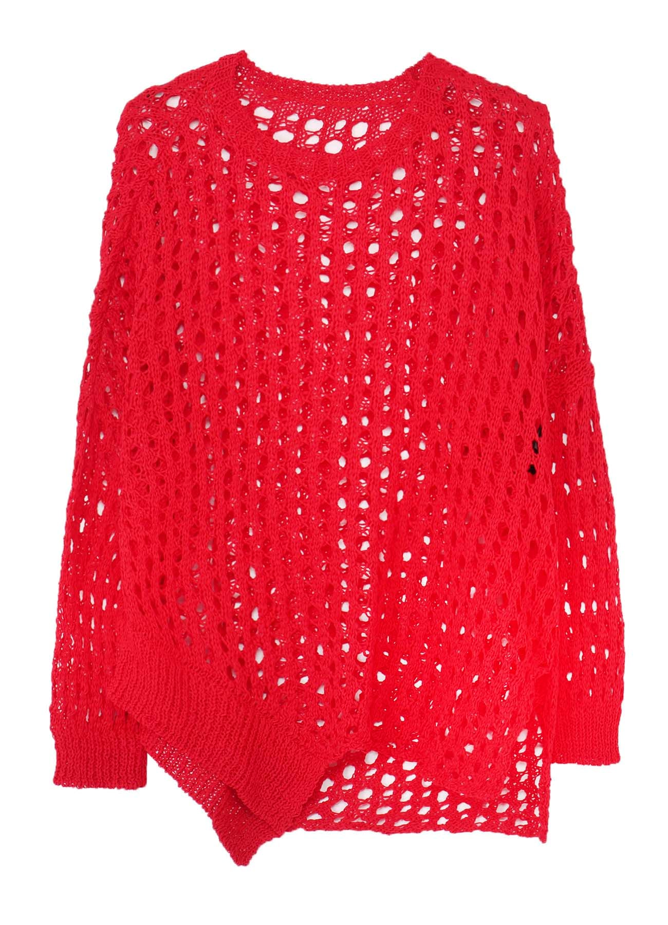 OPENWORK KNIT ROUND NECK PULLOVER