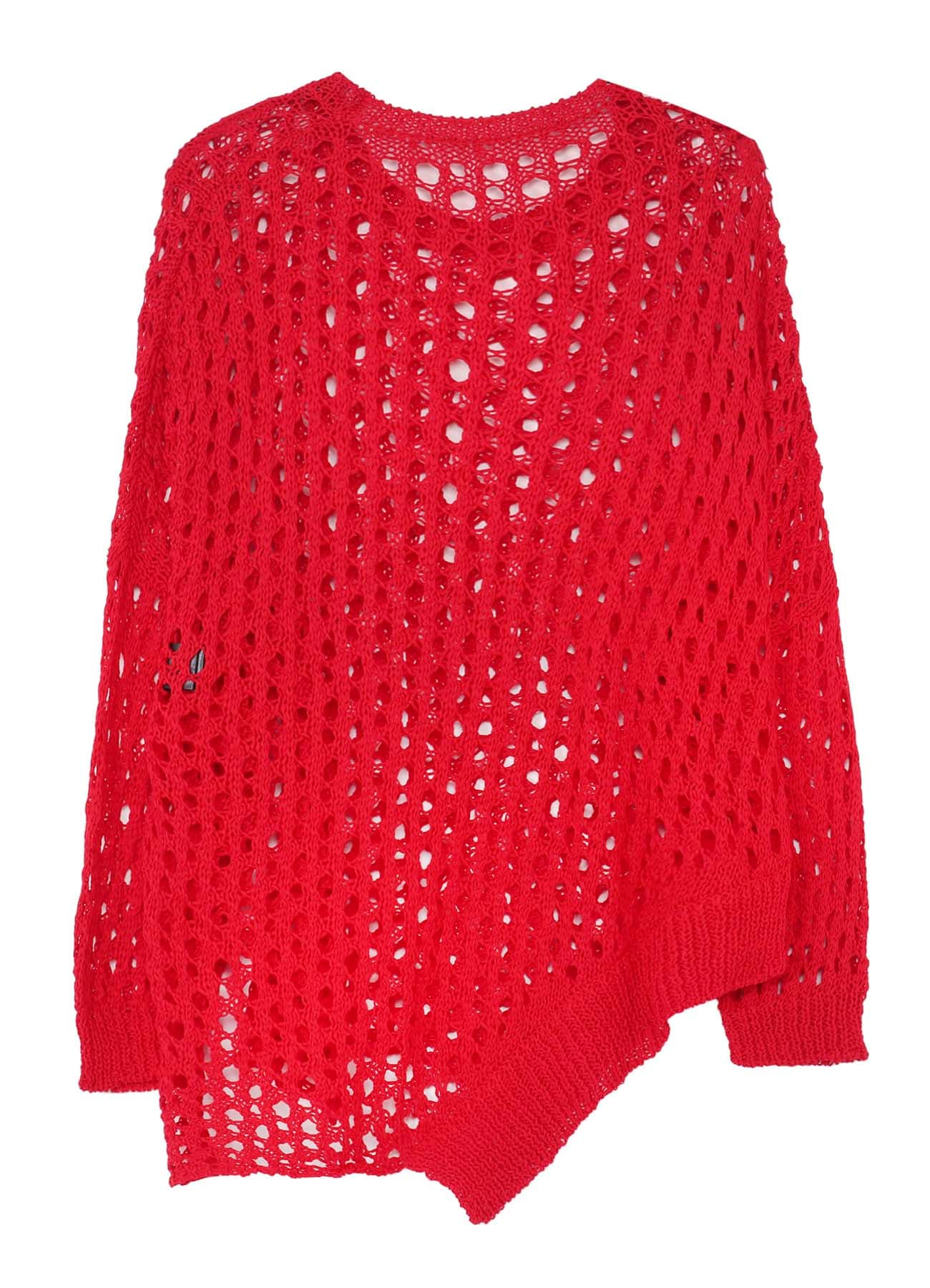OPENWORK KNIT ROUND NECK PULLOVER