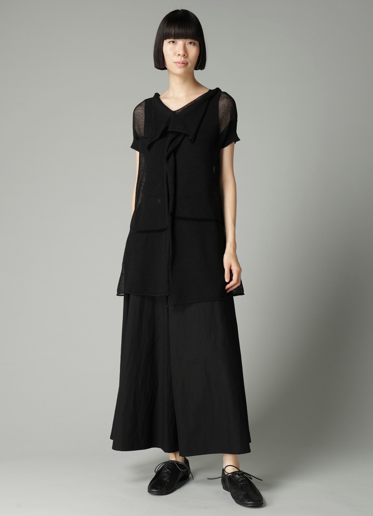 TUCK STITCH DRAPED PULLOVER