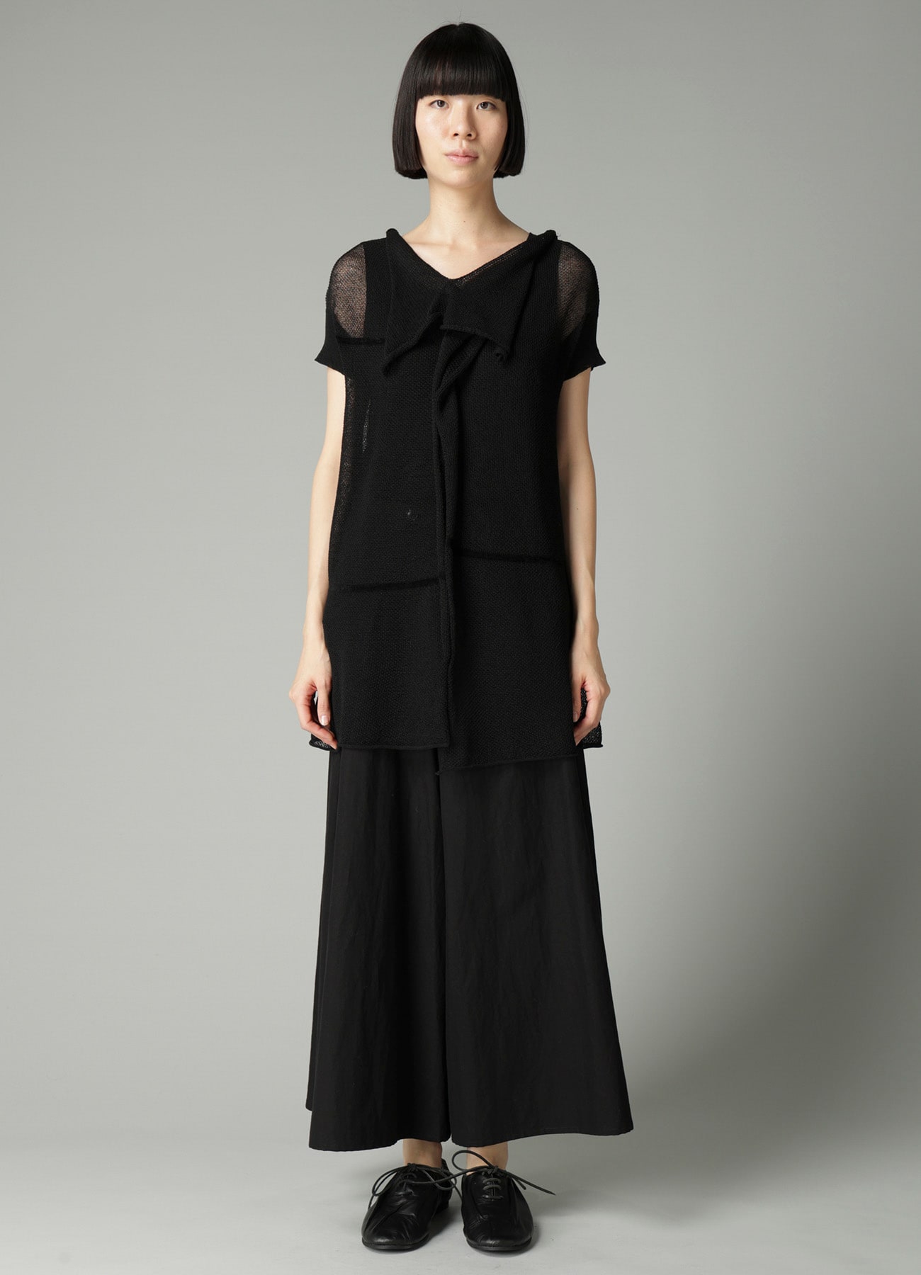 TUCK STITCH DRAPED PULLOVER