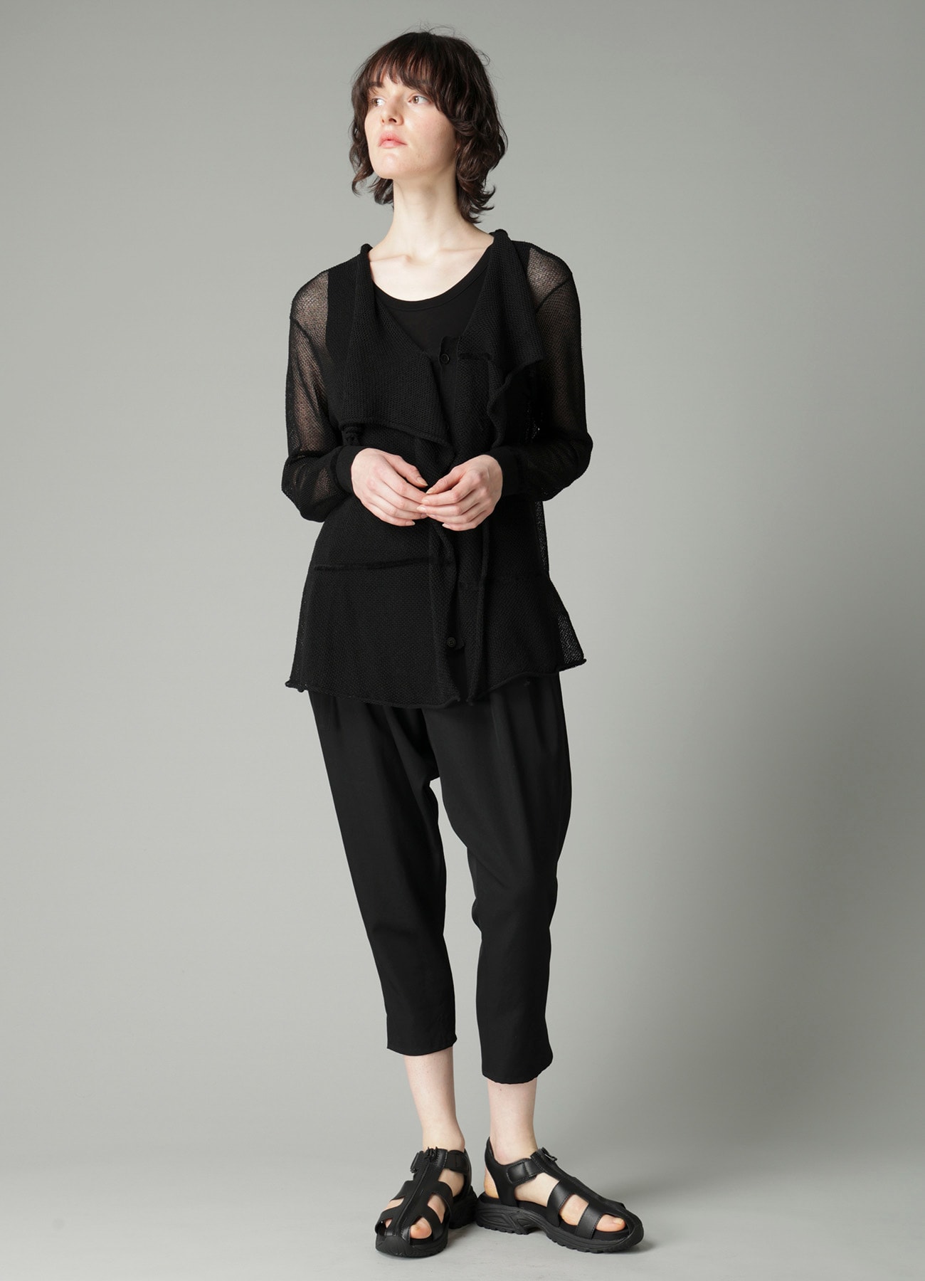 TUCK STITCH DRAPED CARDIGAN