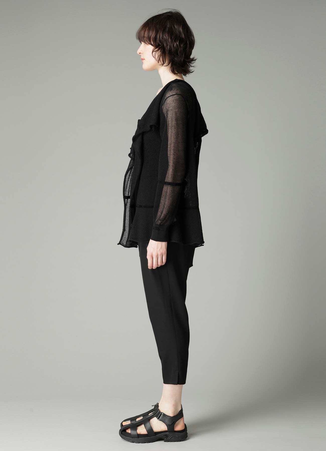 TUCK STITCH DRAPED CARDIGAN