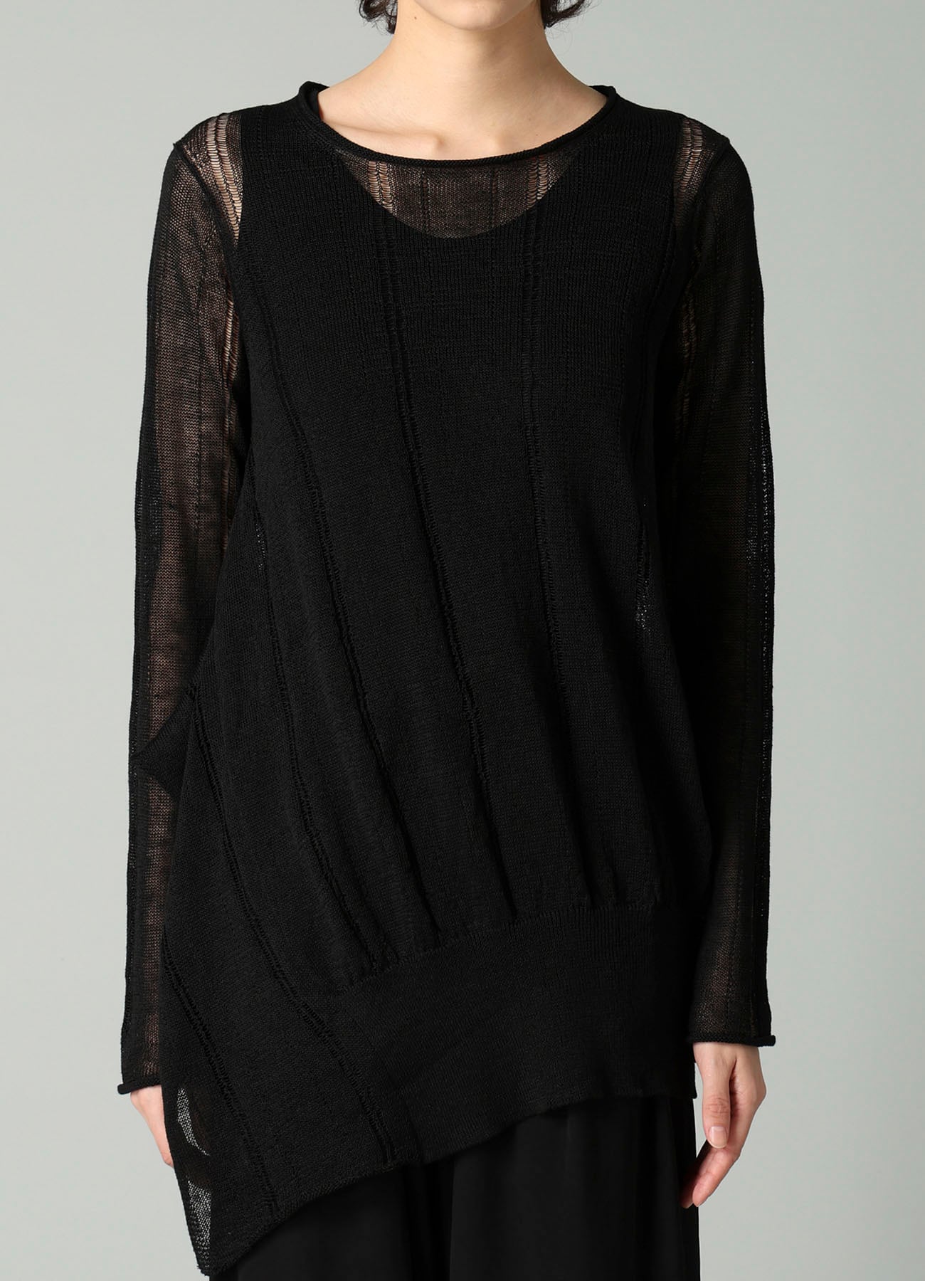 STRIPE PATTERN ASM KNIT PULLOVER