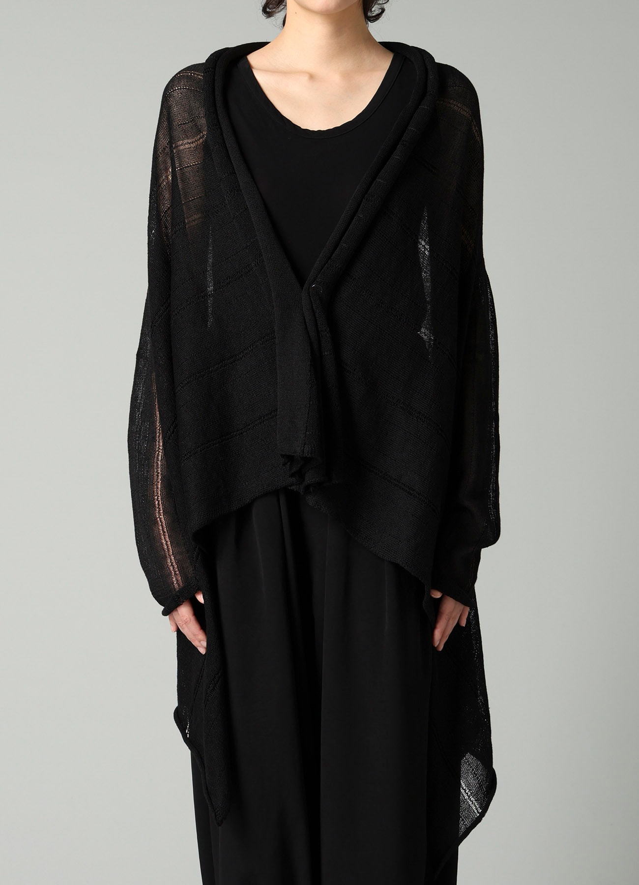 STRIPE PATTERN DRAPED CARDIGAN