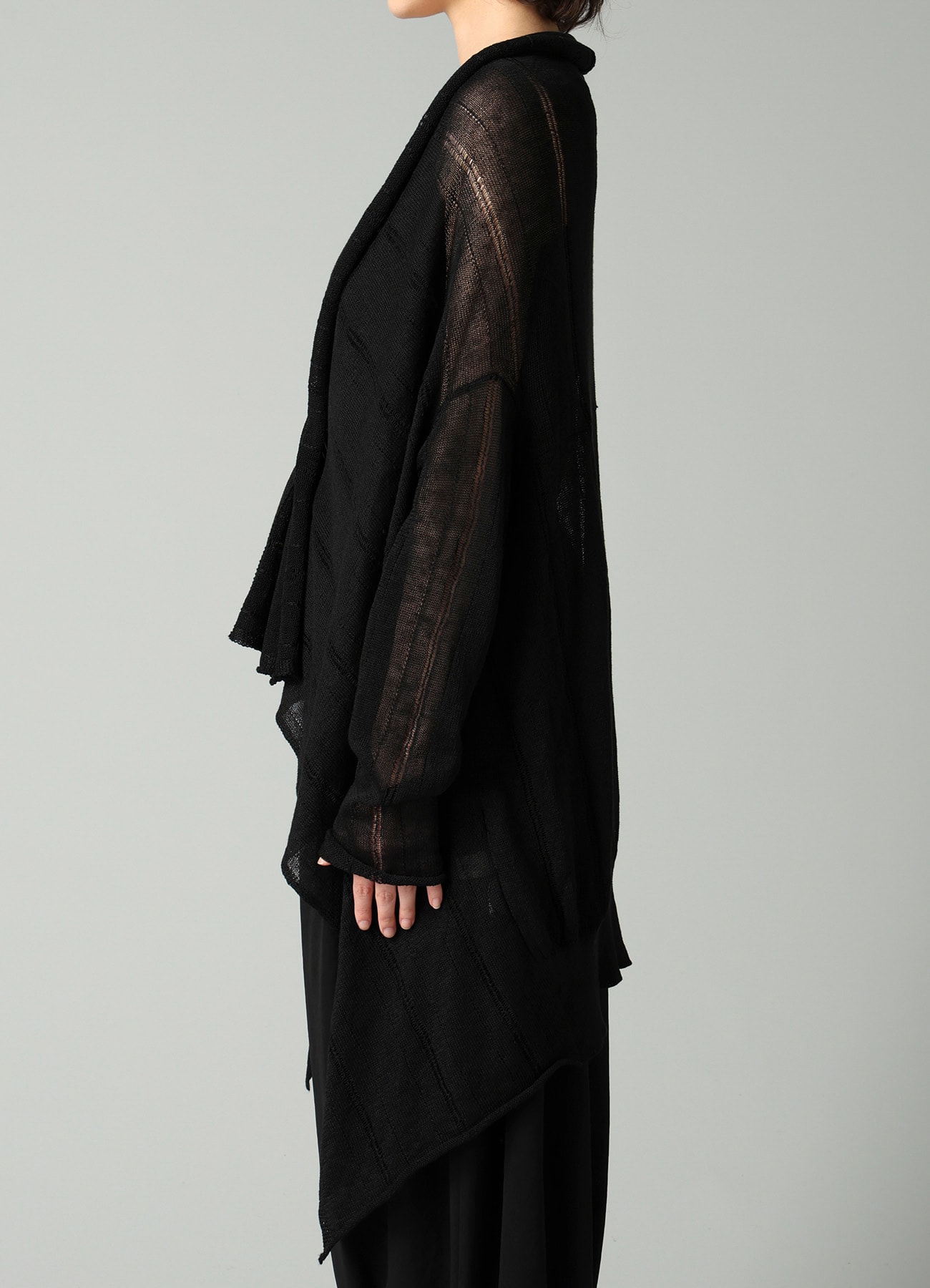 STRIPE PATTERN DRAPED CARDIGAN