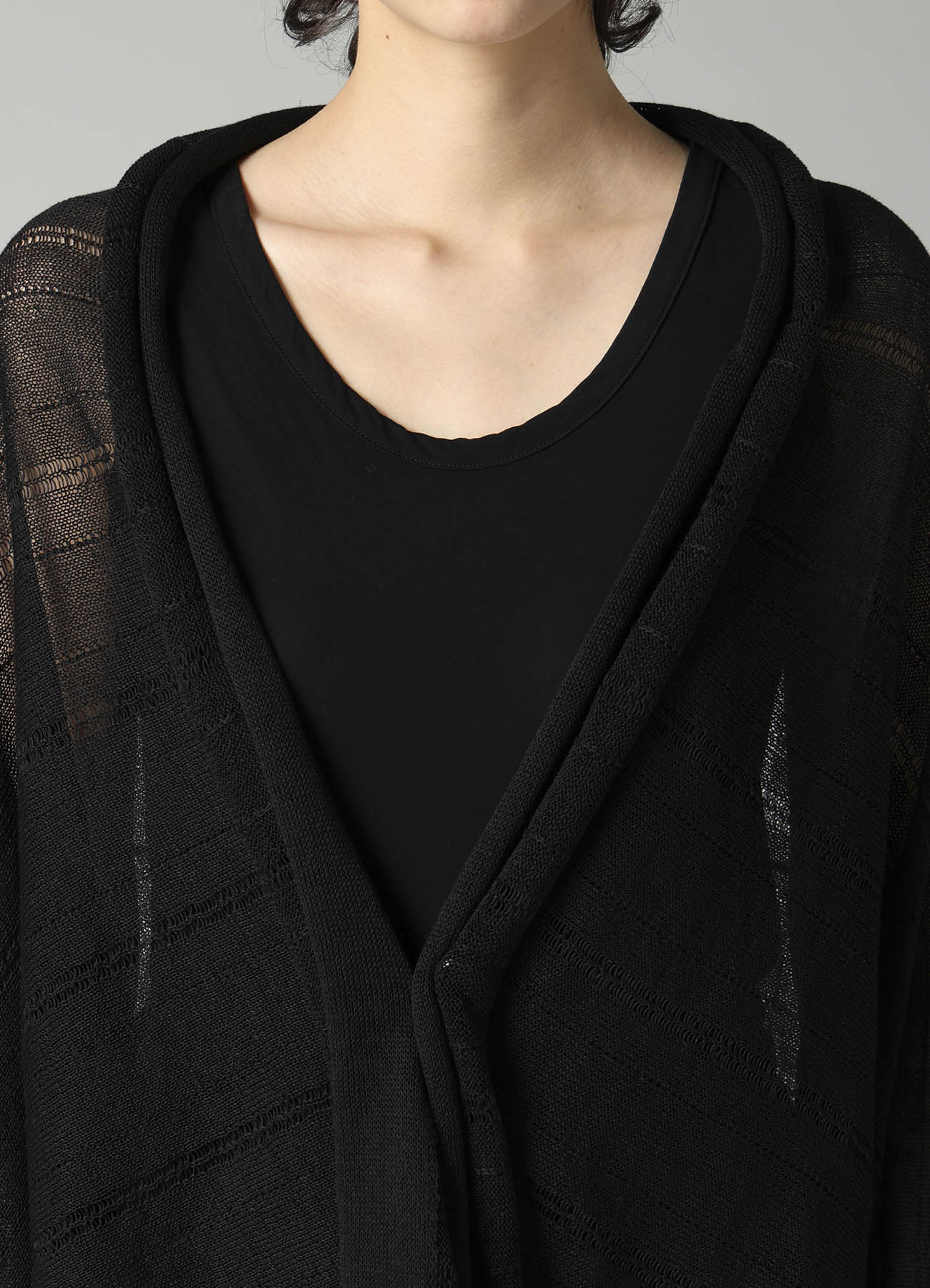 STRIPE PATTERN DRAPED CARDIGAN