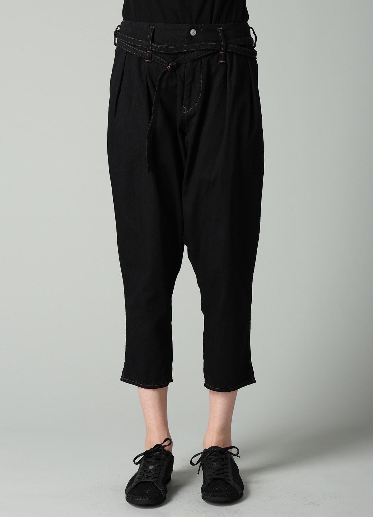 8OZ BIO DENIM SLIM BELTED POINT PANTS