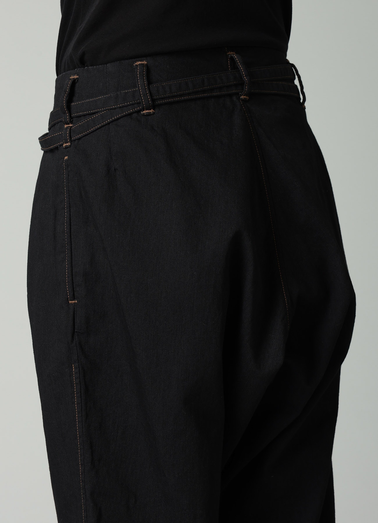 8OZ BIO DENIM SLIM BELTED POINT PANTS