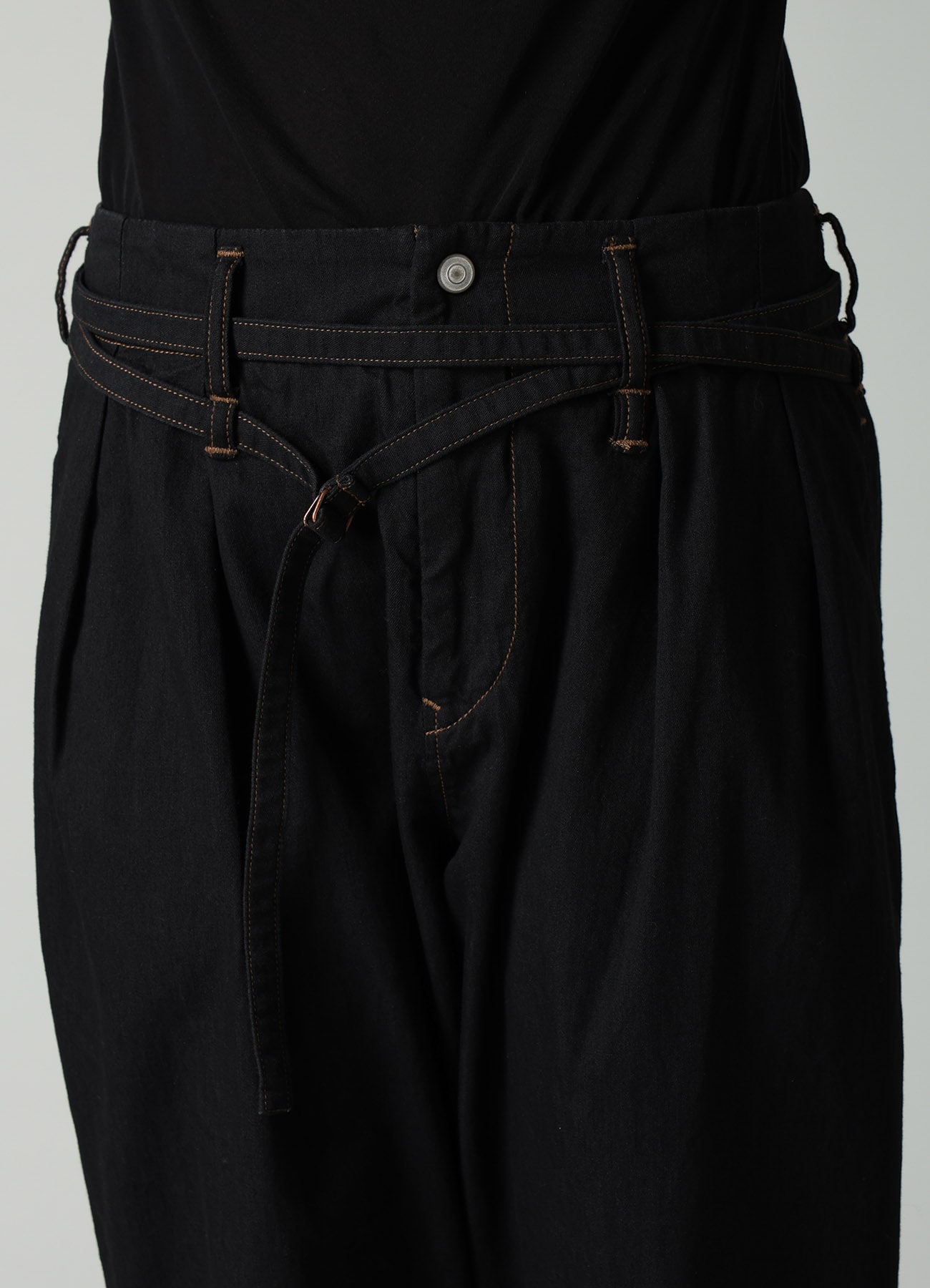8OZ BIO DENIM SLIM BELTED POINT PANTS