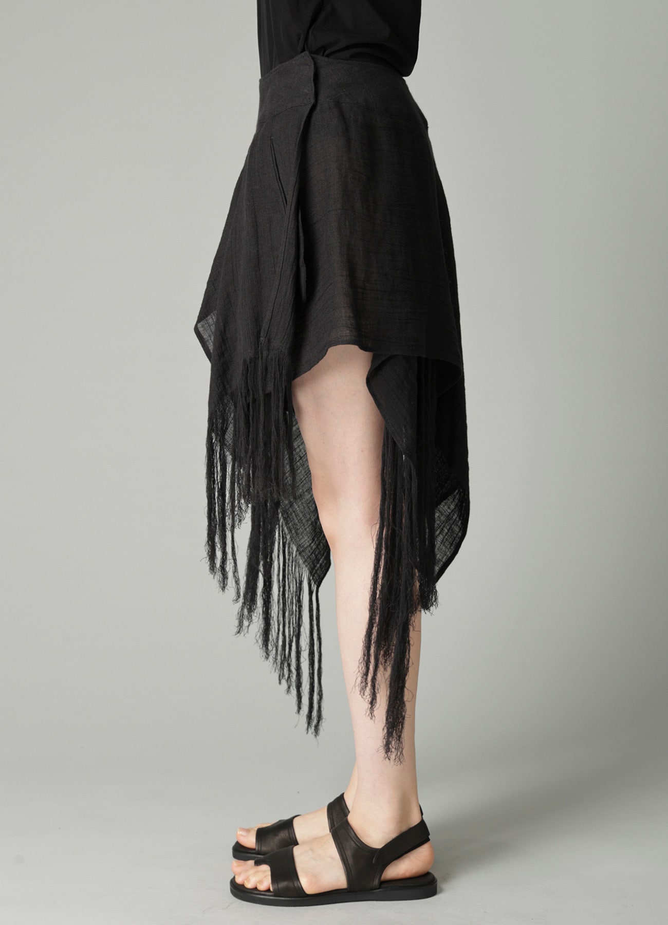CRINKLE Li GAUZE LAYERED FRINGE SKIRT