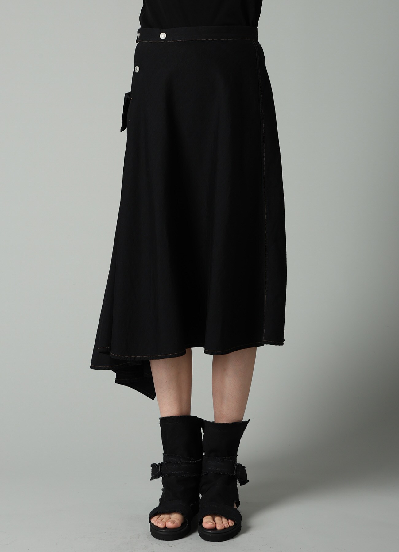 8OZ BIO DENIM FLARE WRAP SKIRT