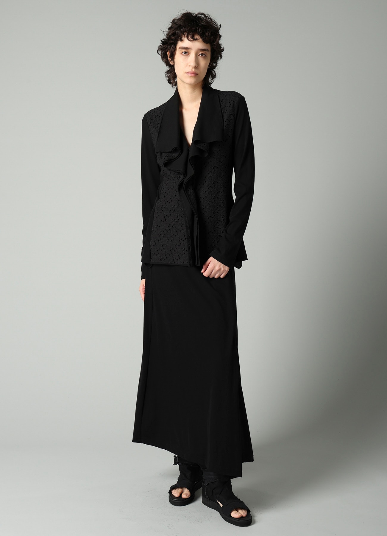 COTTON SINGLE JERSEY BUTTON LONG SKIRT