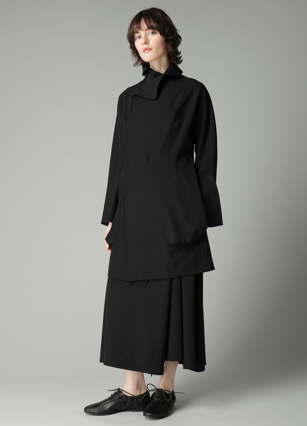 GABARDINE BUTTON LONG SKIRT