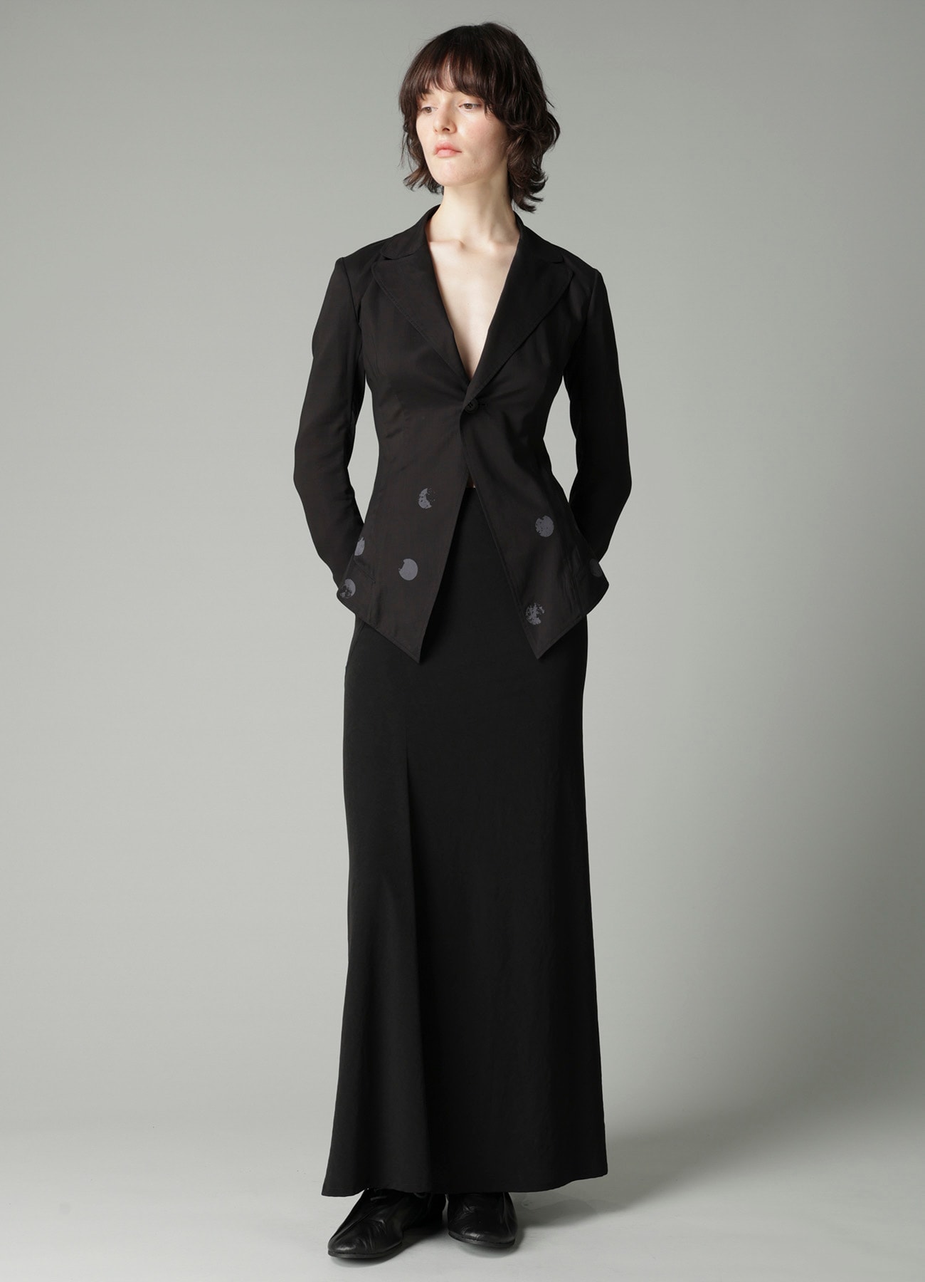 Ta/Pe CREPE DE CHINE DIAGONAL CUTTING LONG SKIRT