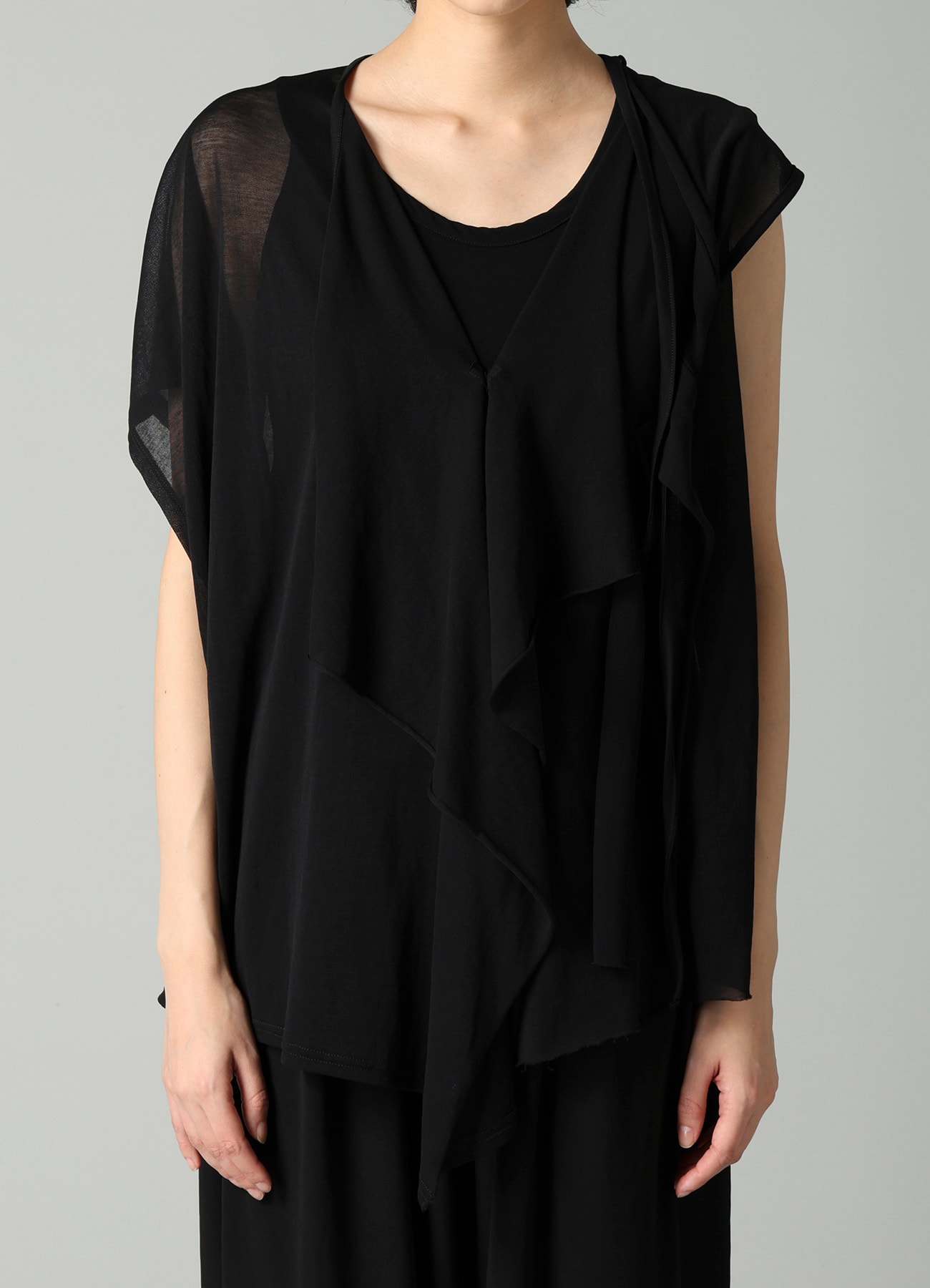 SHEER SINGLE JERSEY DRAPED SLEEVELESS CD