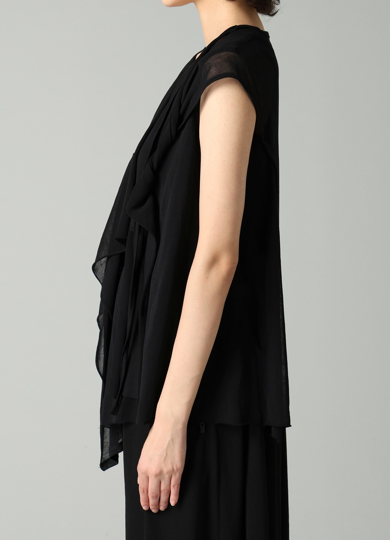 SHEER SINGLE JERSEY DRAPED SLEEVELESS CD