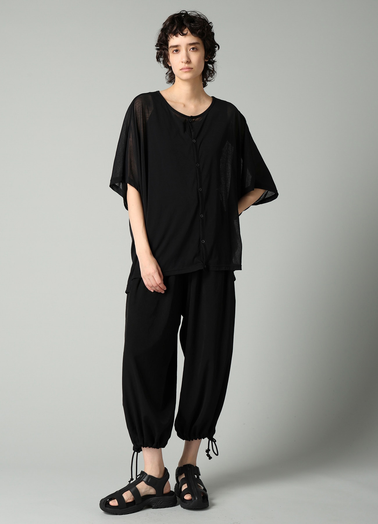 SHEER SINGLE JERSEY SHORT SLEEVE CARDIGAN