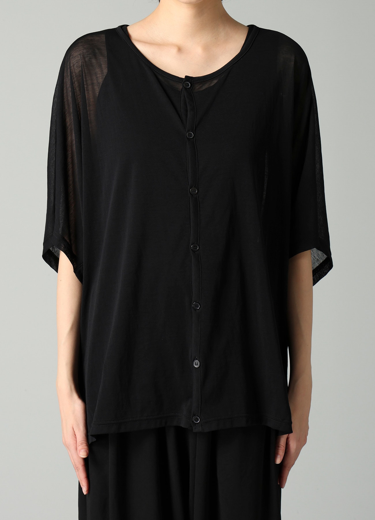 SHEER SINGLE JERSEY SHORT SLEEVE CARDIGAN