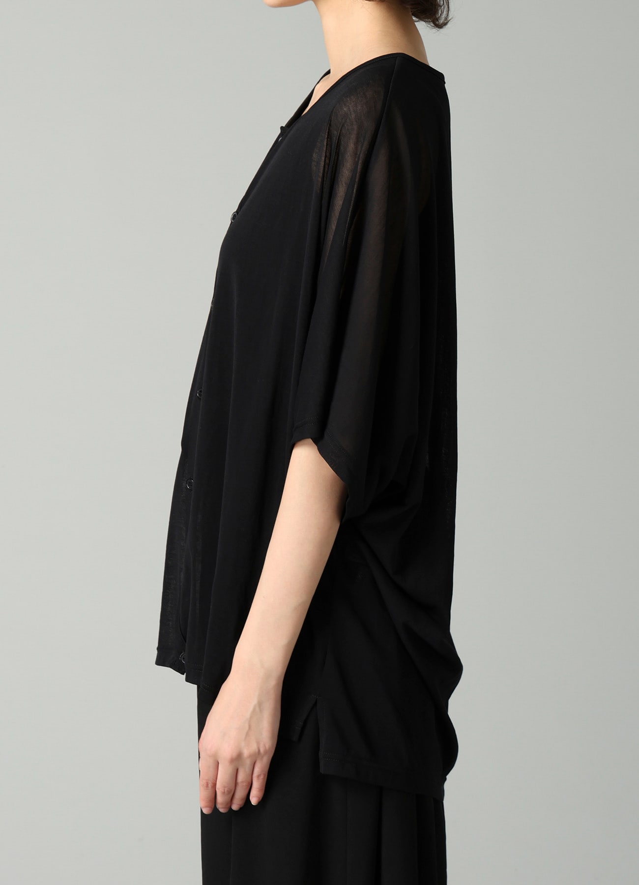 SHEER SINGLE JERSEY SHORT SLEEVE CARDIGAN