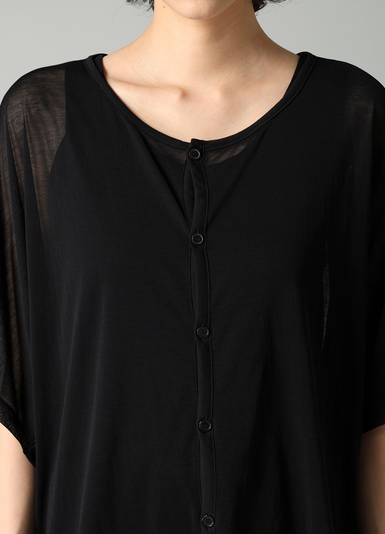 SHEER SINGLE JERSEY SHORT SLEEVE CARDIGAN