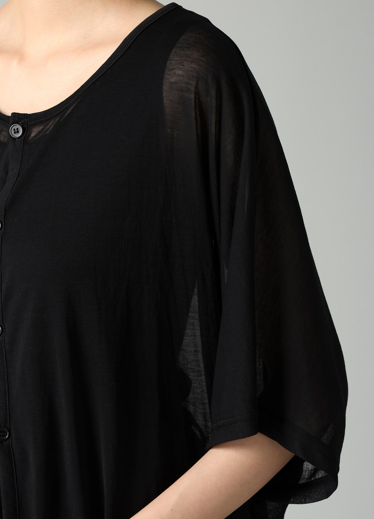 SHEER SINGLE JERSEY SHORT SLEEVE CARDIGAN