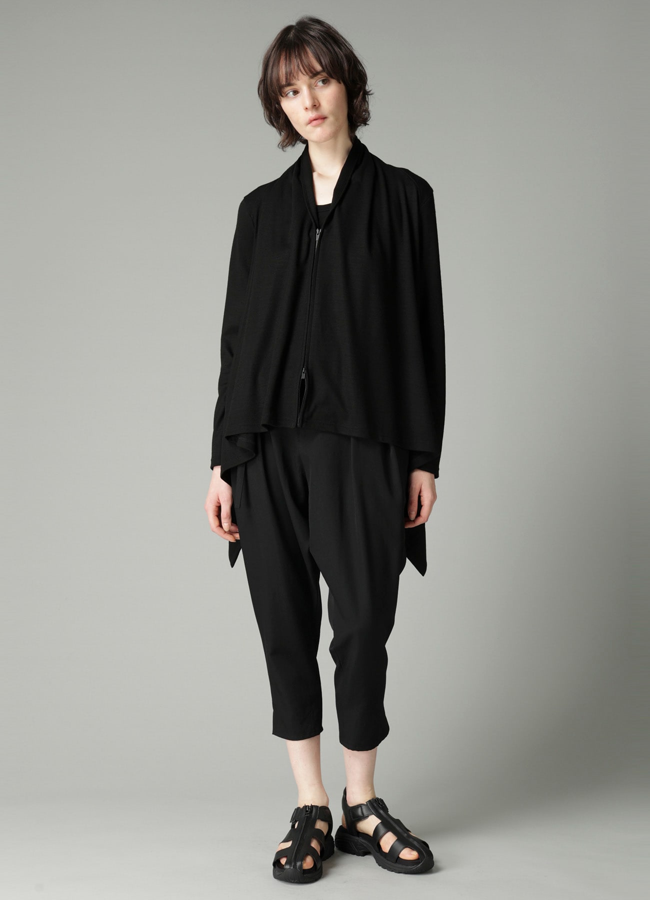 WOOL INTERLOCK GUSSET SHOULDER CARDIGAN